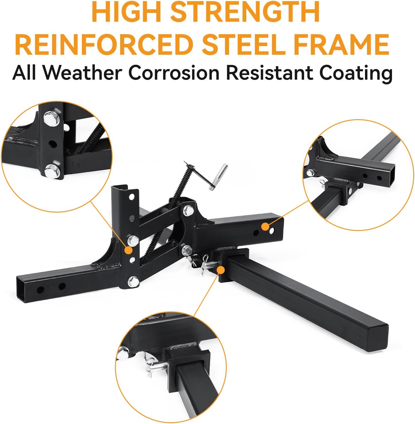 ATV/UTV Manual Implement Lift, 50 Inch ATV Attachments 1-Point Hitch System for 2 Inch Receiver, Adjustable Height Heavy Duty Steel Lift for Rake Scrape Blade Plow and Disc