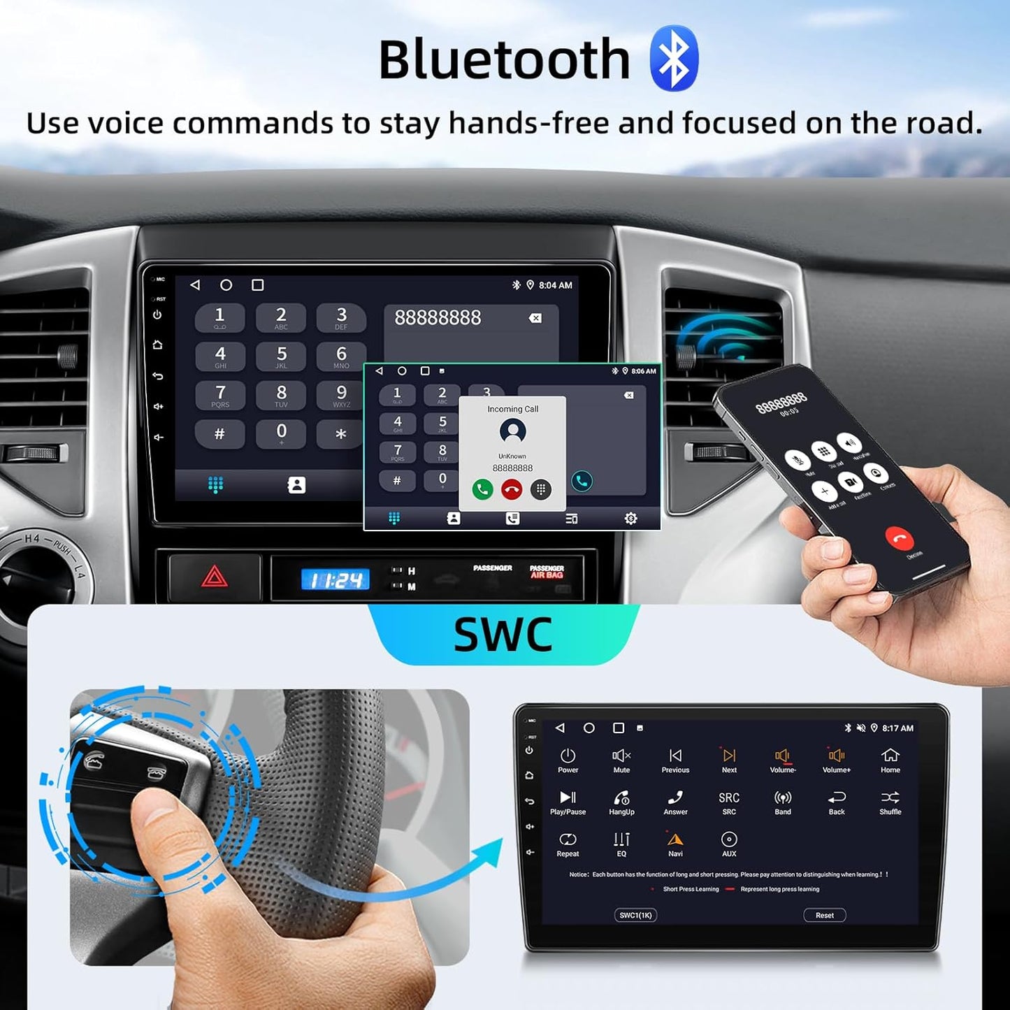 Car Radio Stereo for Toyota Tacoma 2005-2015,Android 15 2+64G 9" Touch Screen Radio with CarPlay Android Auto Bluetooth GPS Navigation HD Backup Camera