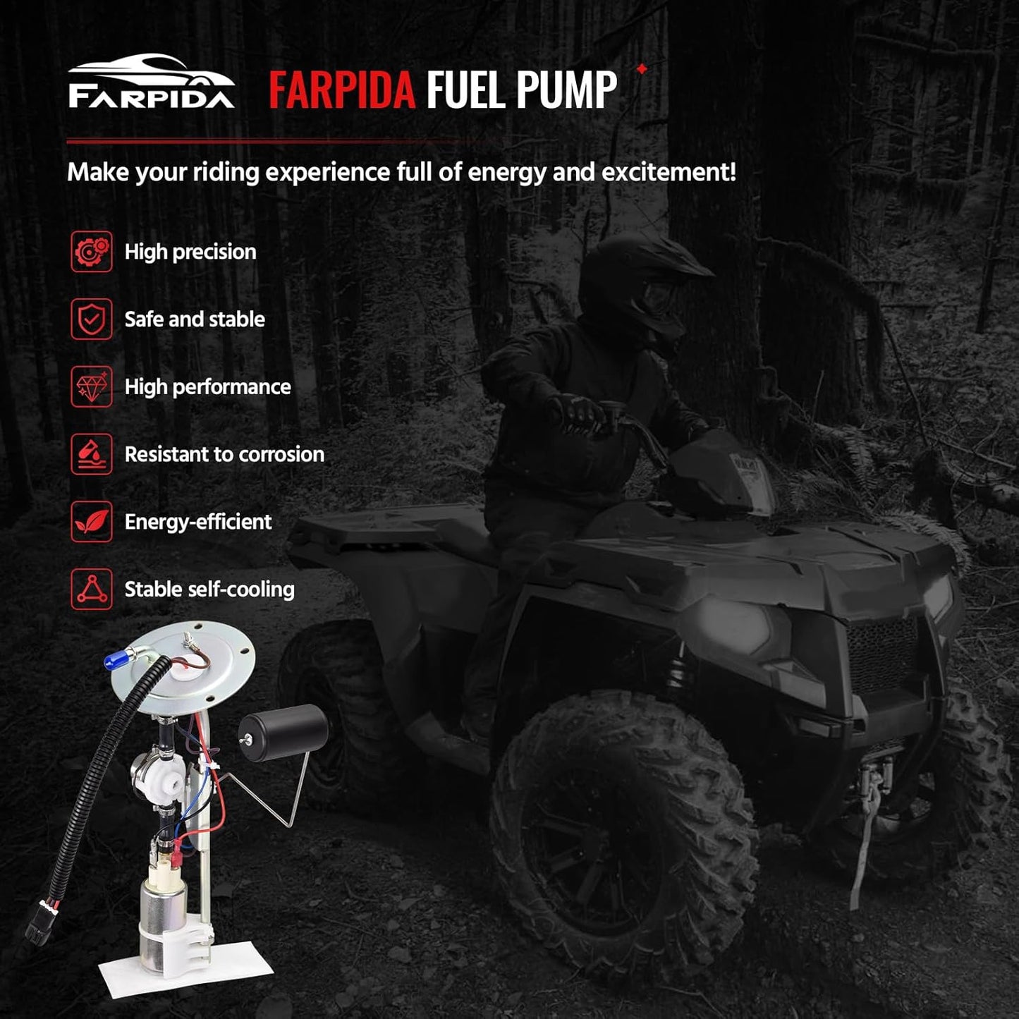 2520776 2520496 Fuel Pump Assembly, 5-Bolt 47-1048 Fuel Pump Compatible with 2005-2008 Polaris Sportsman 500 X2 700 800 EFI 4X4 ATV, Replaces# 47-1048 2520776 2520496