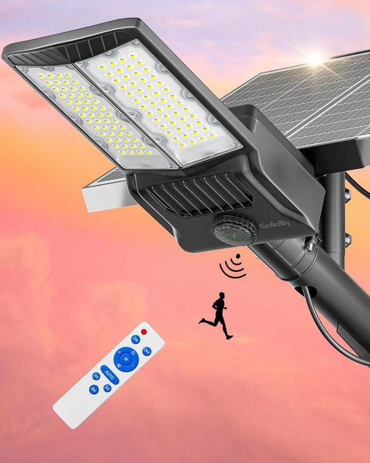 SL-7000W Solar Street Lights Outdoor, 600000LM Commercial Parking Lot Light Dusk to Dawn IP67 Waterproof 6500K Solar Security Flood Lights with Motio