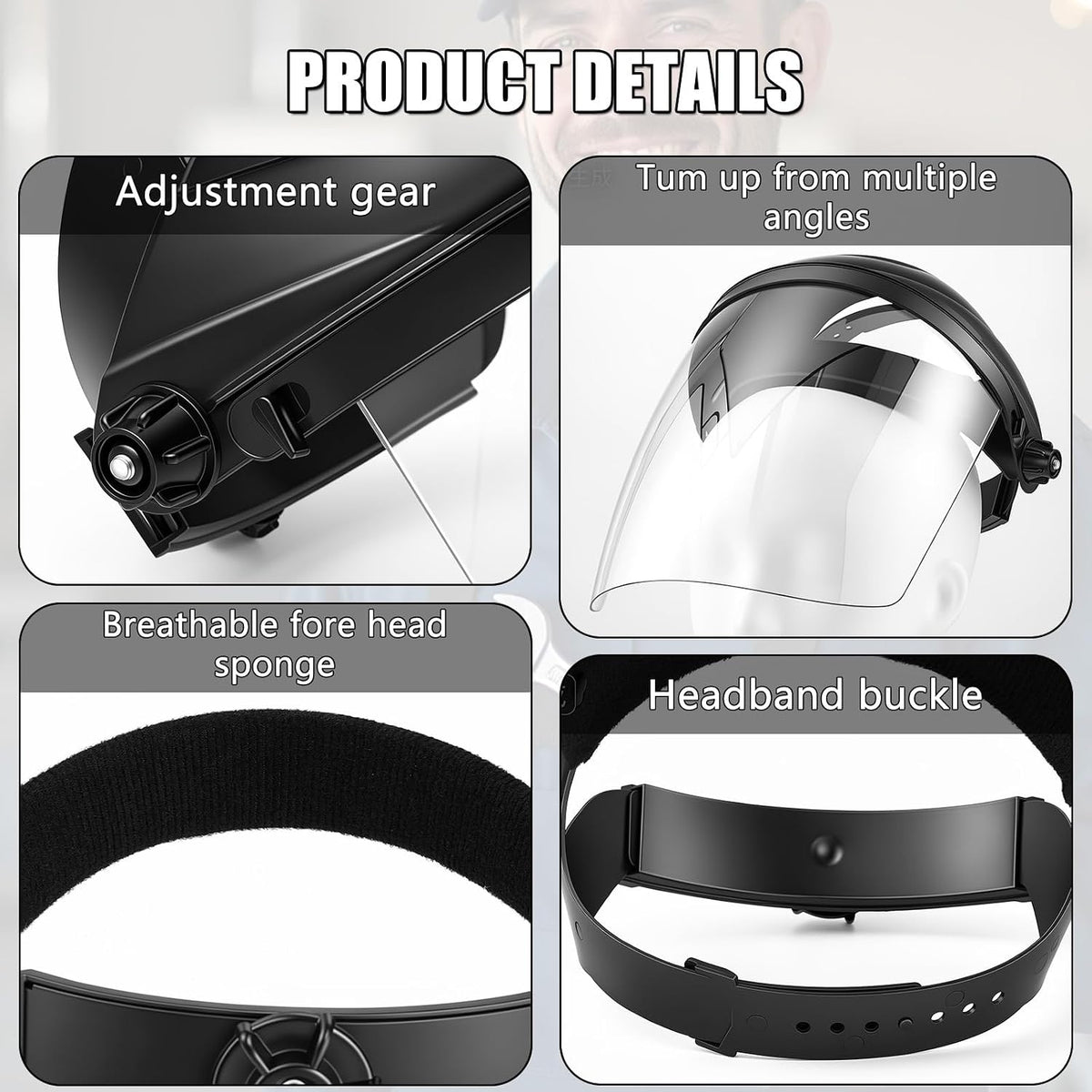 Sosation 24 Pcs PVC Safety Face Shield for Grinding Cutting, Black Frame