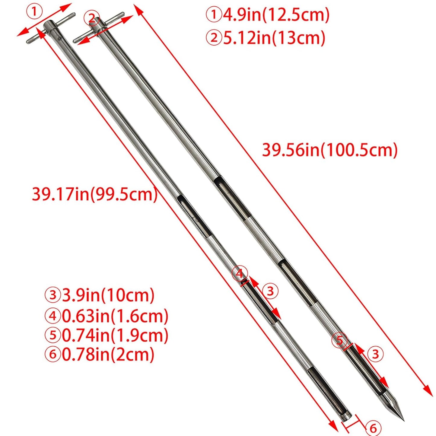 INTBUYING 39.5inch Double Rotary Grain Powder Sampler Three Zone Grain Probe Sampler 304 Stainless Steel Sampling Tool for Powder Particles Feed foodstuff