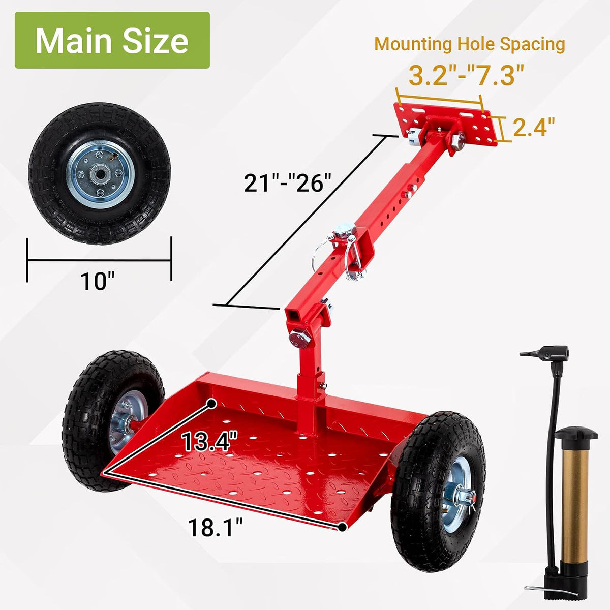 Updated Lawn Mower Wheels Sulky, Red Walk Behind Mower-Sulky