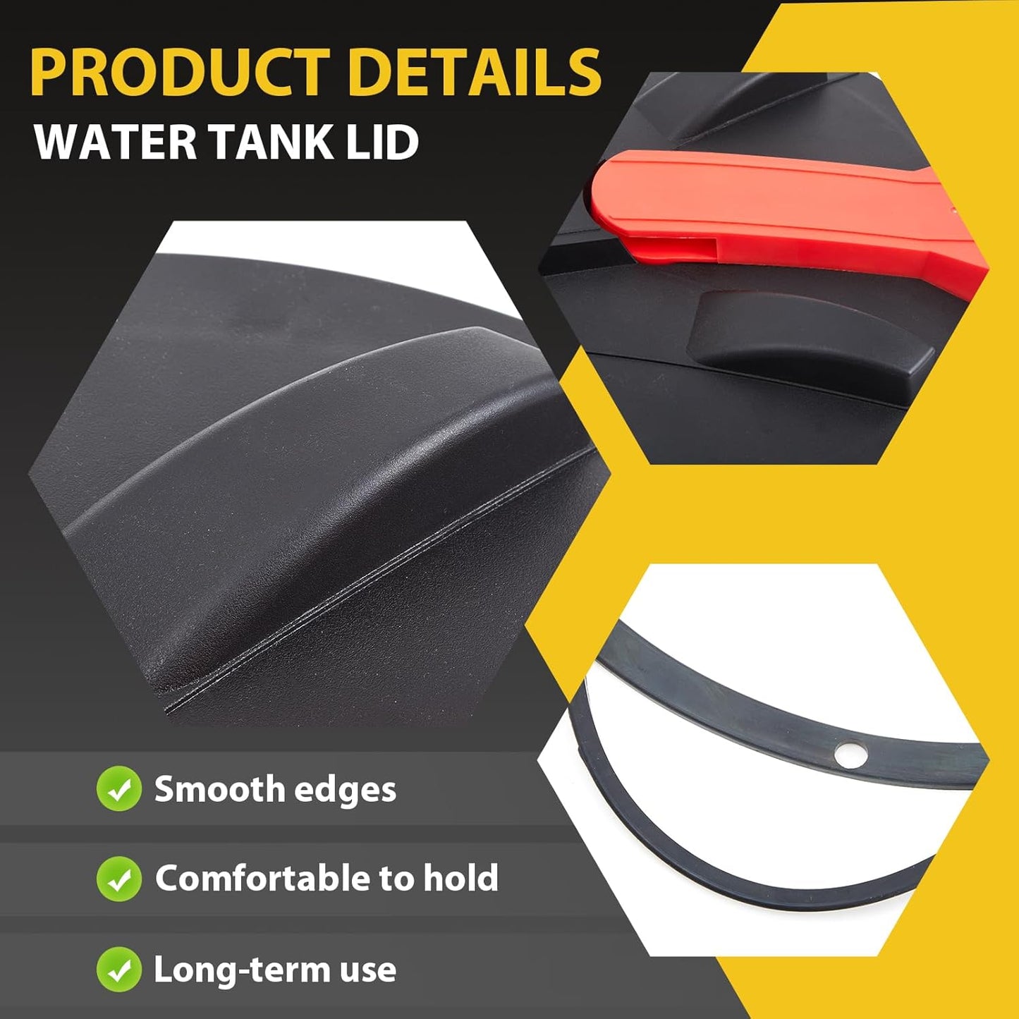 1 Set 16 Inch Threaded Vented Tank Lid and Ring Assembly with Seal Gasket Polypropylene Breather Vent Water Tank Lid Accessory for Replace