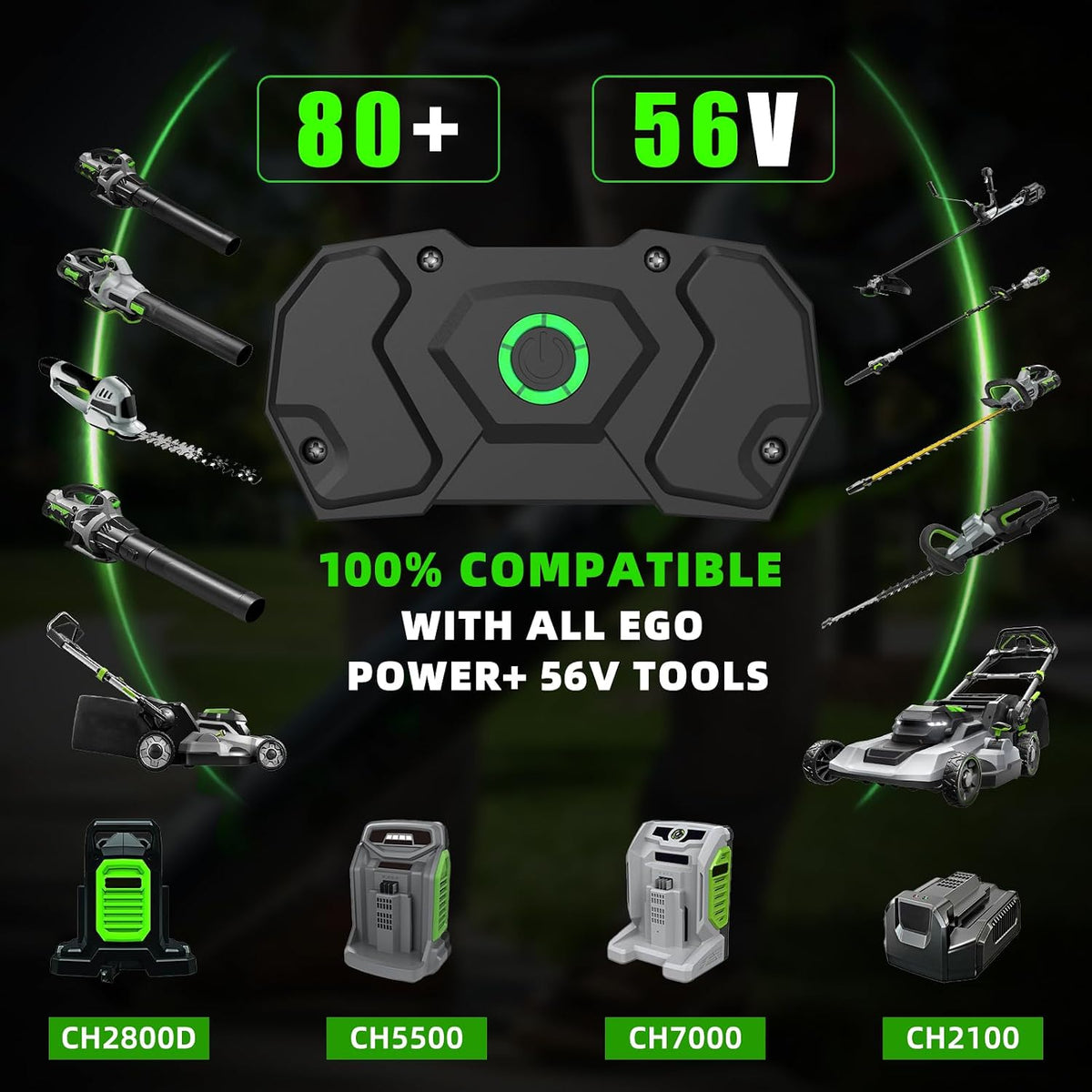 Replacement for EGO 56V Battery 2.5Ah Fit BA1400 BA1400T BA2800 BA2800T BA4200 BA4200T Lithium Ion Battery for EGO Power Cordless Tools String Trimmer Leaf Blower with Upgraded 5 LED Fuel Gauge