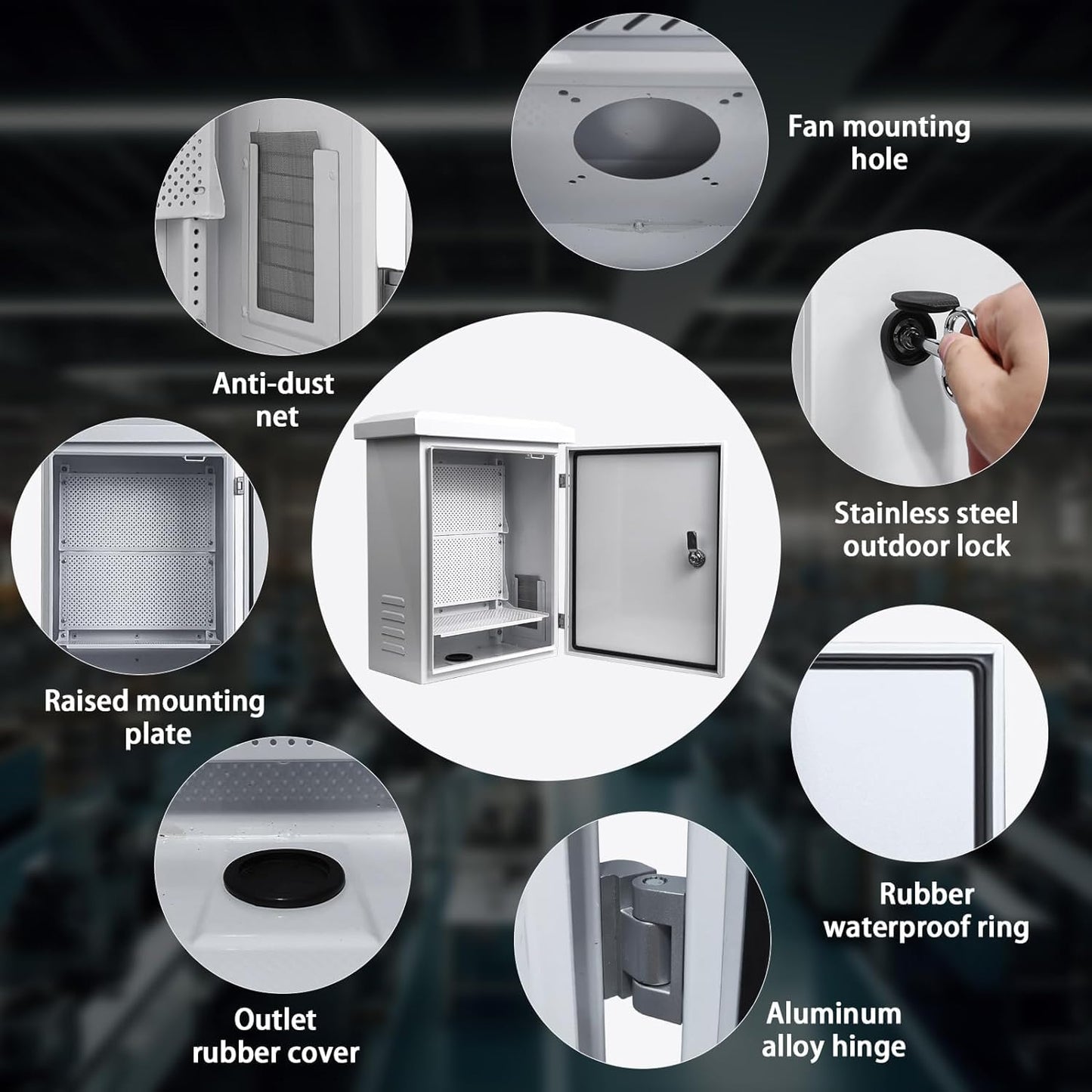 Outdoor Enclosure Electrical Weatherproof Box - 19.7x15.7x7.9' Outdoor Network Enclosure Exterior Box Ventilated Enclosure hinged Outdoor Galvanized