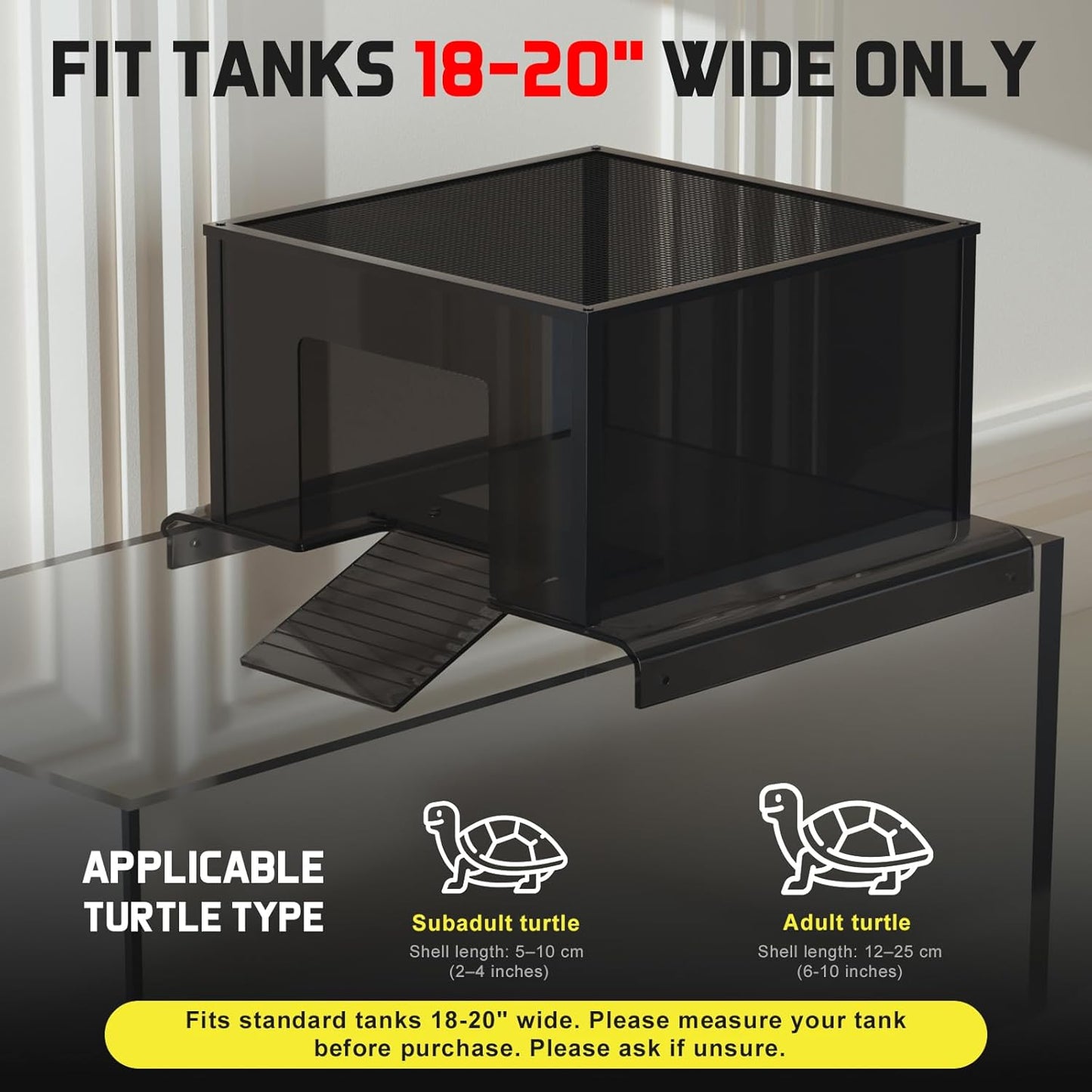 Large Turtle Basking Platform Dock with Ramp for 75/125 Gallon Aquarium, Fits 17-20 Inch Wide Tanks