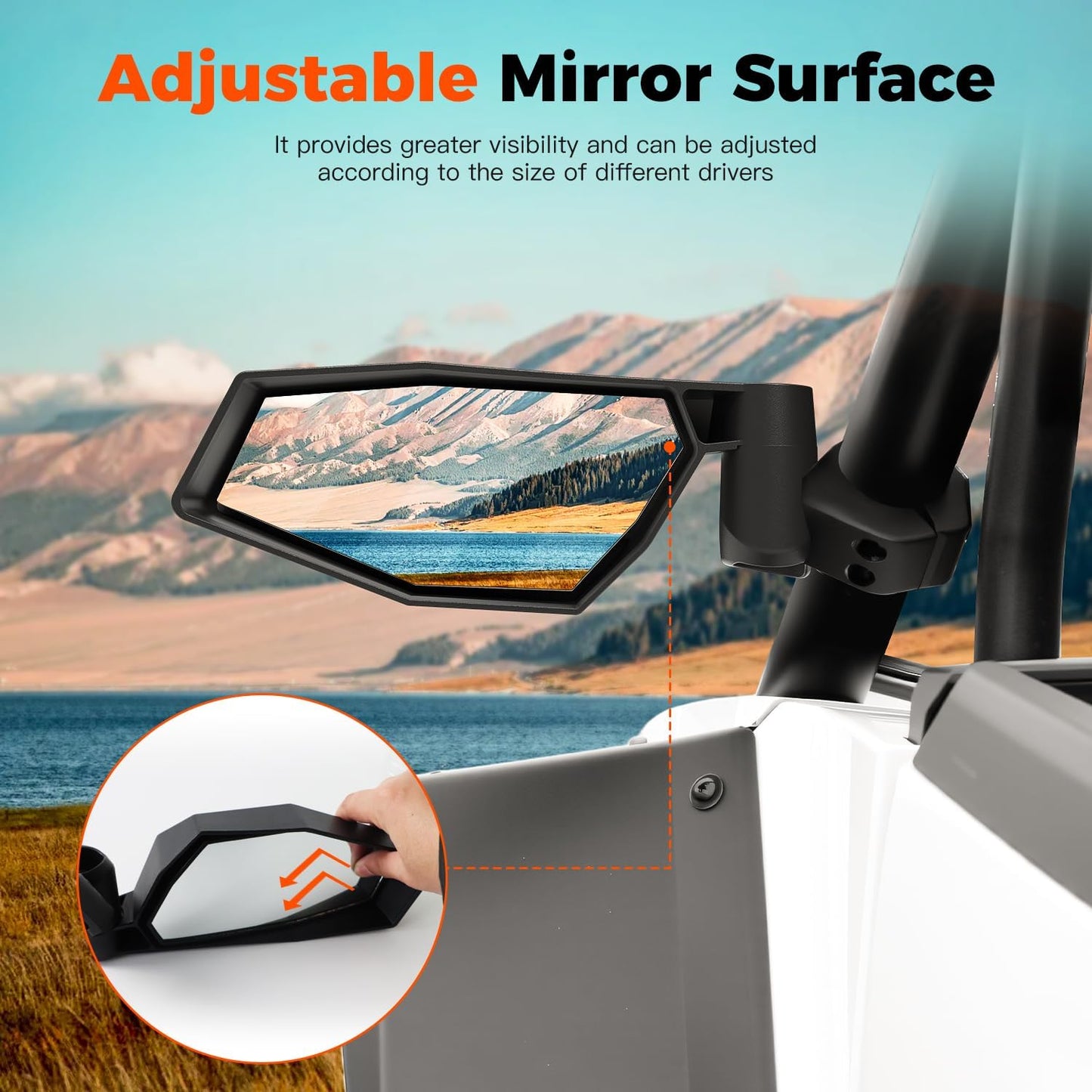 Folding Side Mirrors Adjustable Center Rearview Mirror Kit for Polaris RZR XP 1000 Sport/Ultimate/Premium 2024 2025 2026 Accessories