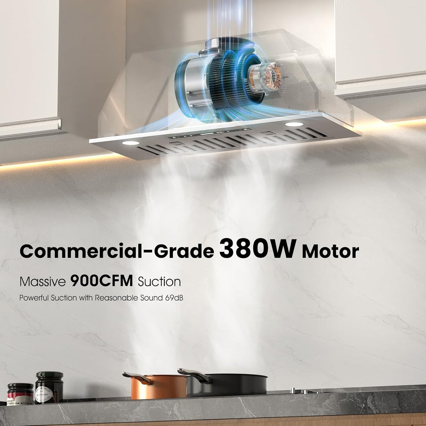 30" Range Hood Insert, 900CFM Full Copper Motor