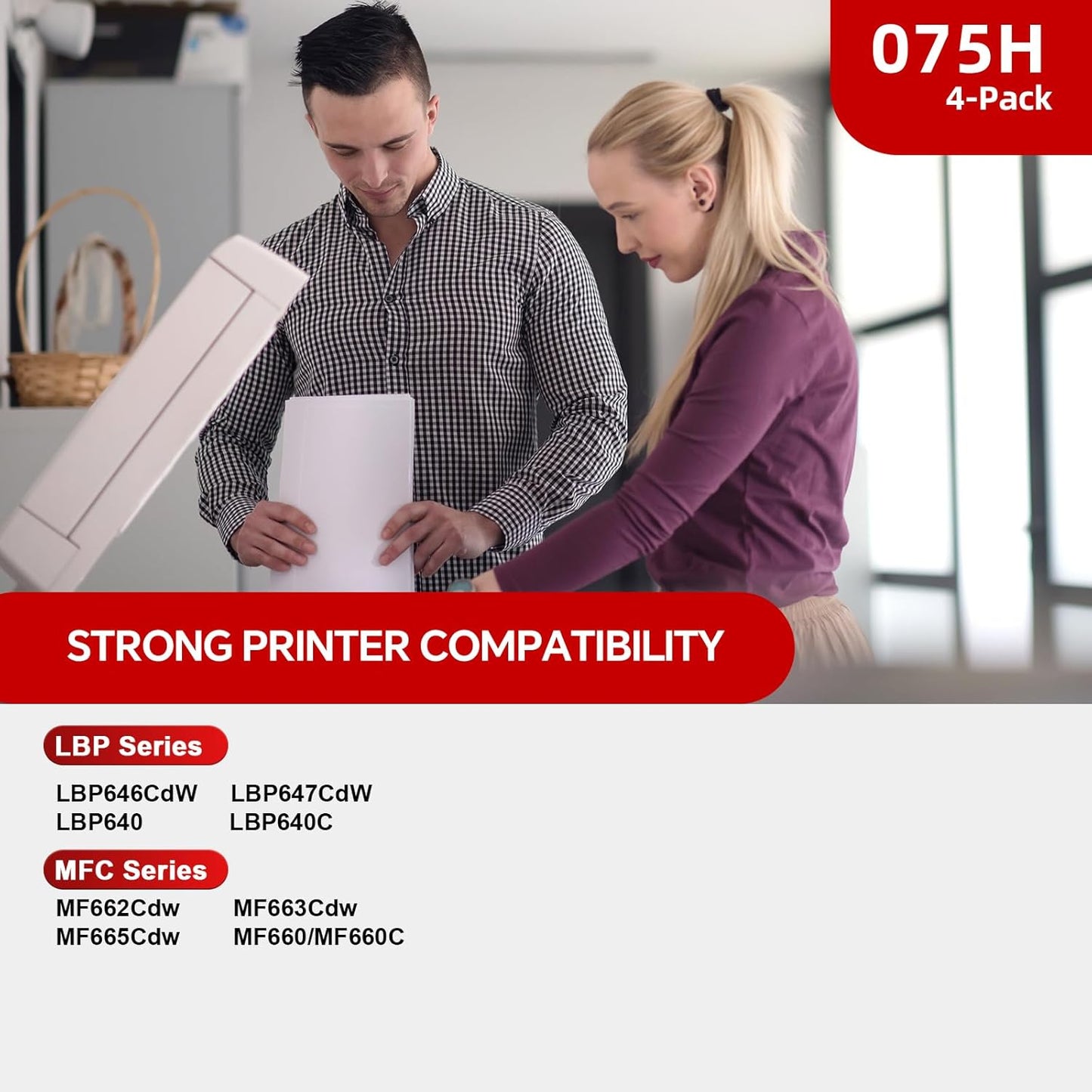 075 / 075H High Yield Toner Cartridge set MF665Cdw (4-Pack) Compatible Replacement for canon 075H 075 Toner Cartridge with ImageCLASS MF665Cdw MF662CDW LBP646Cdw LBP647Cdw Printers|High Capacity ink 075H-4pack