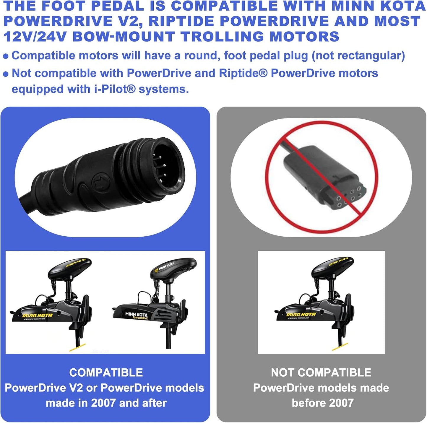 Corded Foot Pedal for Electric Trolling Motor,Copilot,12V-24V,50A,Comes with an 18’ Cable,Compatible with PowerDrive V2 Bow-Mount Trolling Motors, Copilot