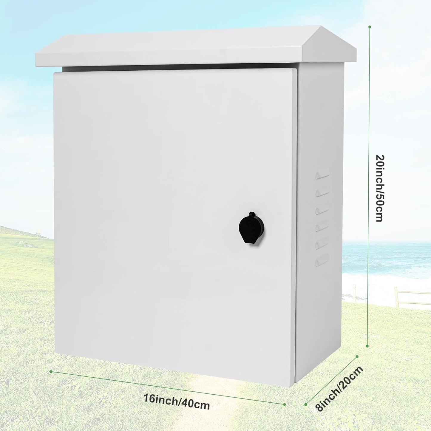 Yeaborn Outdoor Electrical Box 20'' x 16'' x 8'' One-Piece Ventilation Design Electrical Enclosure Box IP65 Waterproof Electrical Cabinet Street