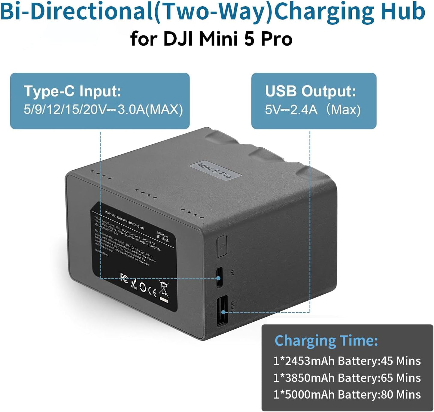 Intelligent Flight Battery Plus(2-Pack) with Bi-Directional Charging Hub for DJI Mini 5 Pro 5000 mAh 47 Mins Flight Time Upgrade 2025