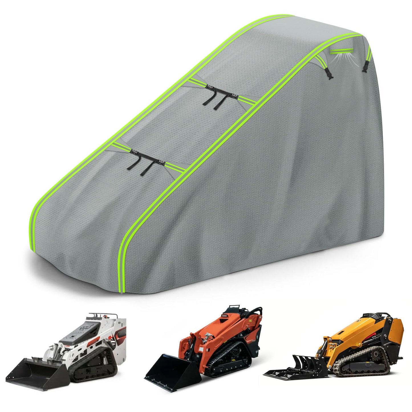900D Mini Skid Steer Loader Cover, Heavy Duty Waterproof Windproof UV Protection Track Loader Cover, Fits Bobcat John Deere Kubota Caterpillar Case New Holland JCB, 110 * 43 * 58 inch
