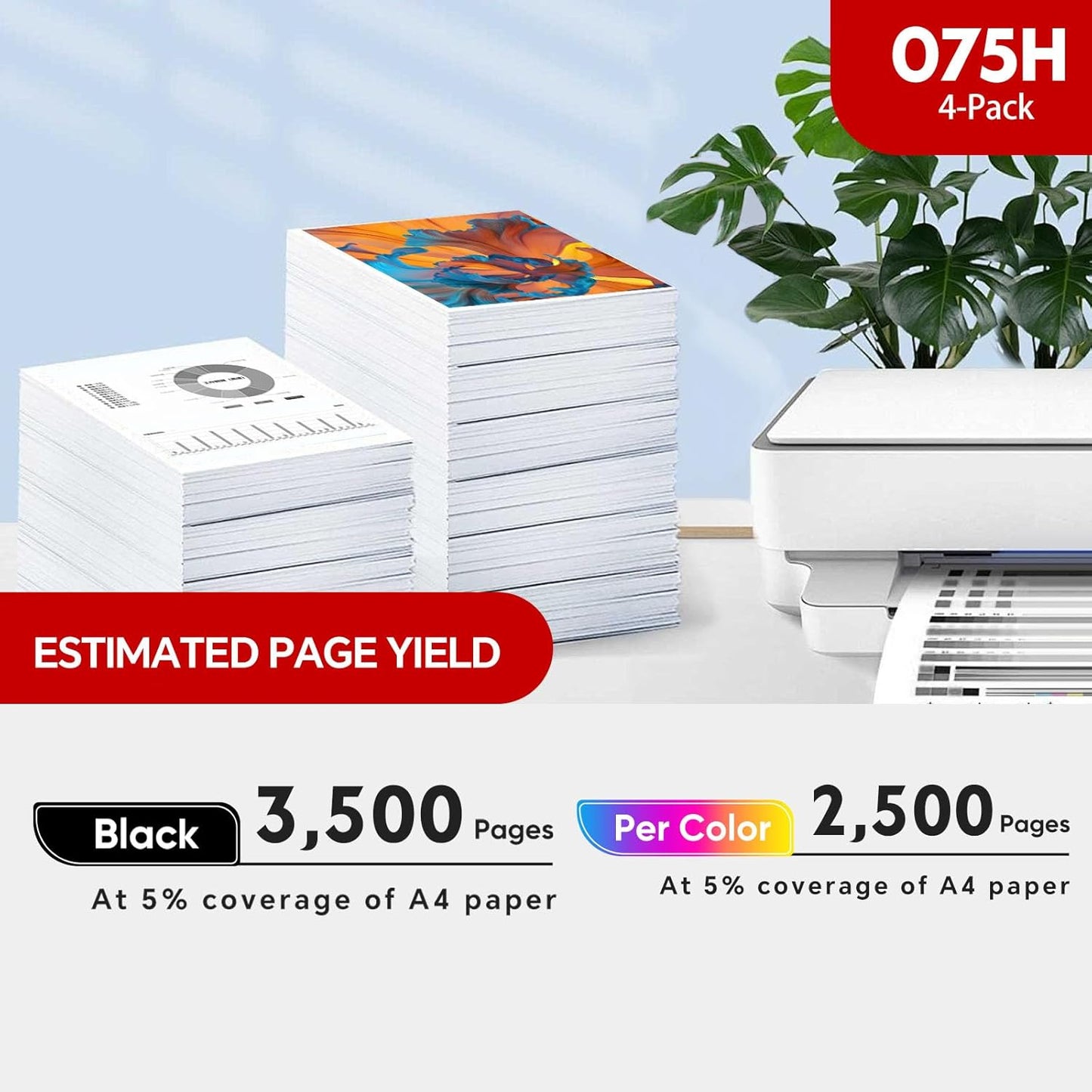 075 / 075H High Yield Toner Cartridge set MF665Cdw (4-Pack) Compatible Replacement for canon 075H 075 Toner Cartridge with ImageCLASS MF665Cdw MF662CDW LBP646Cdw LBP647Cdw Printers|High Capacity ink 075H-4pack