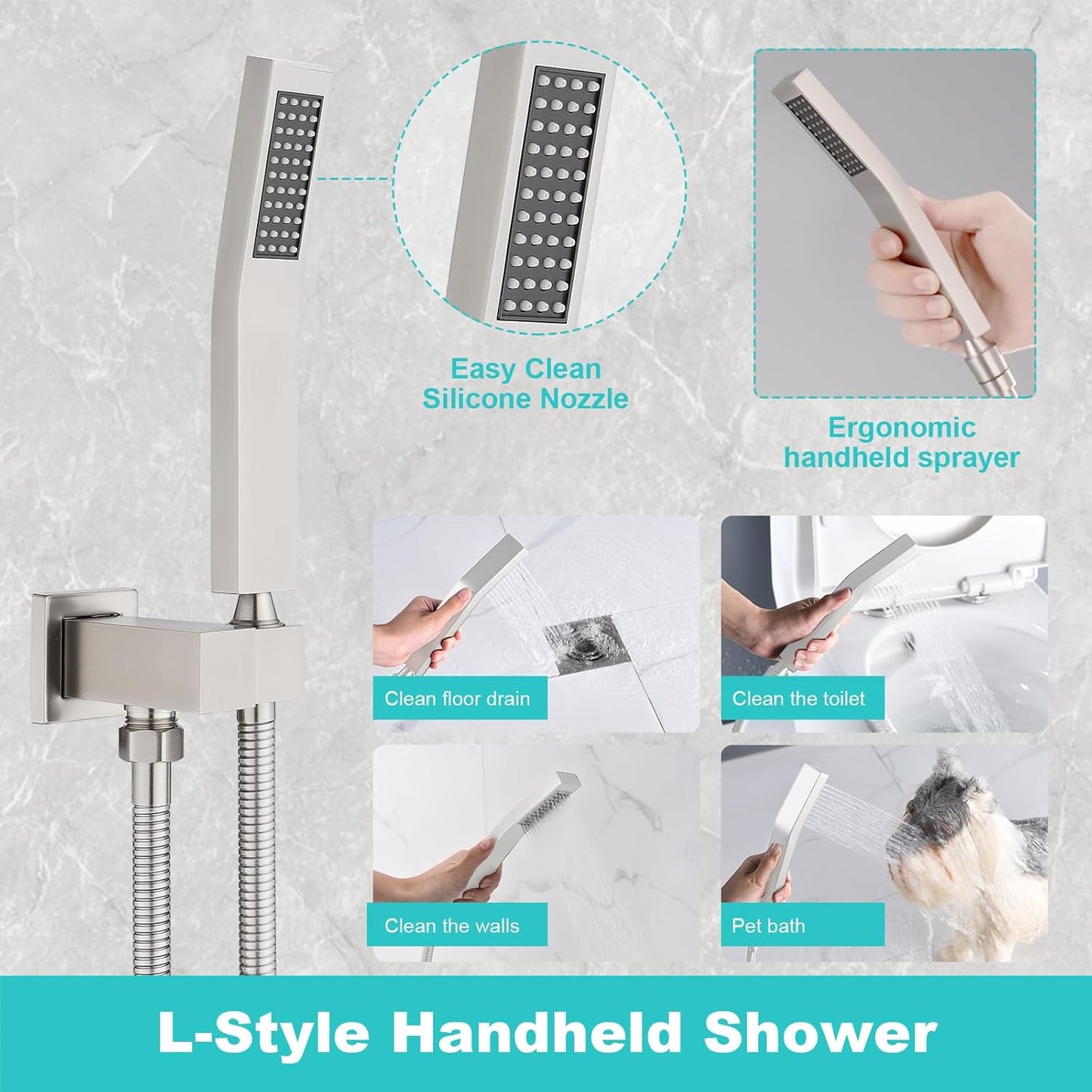 Shower Faucet Set - LEPO Bathroom 10 Inch Rain Mixer Shower Combo Set with High Pressure Rain Shower Head and Handheld Shower Spray, Wall Mount Tub