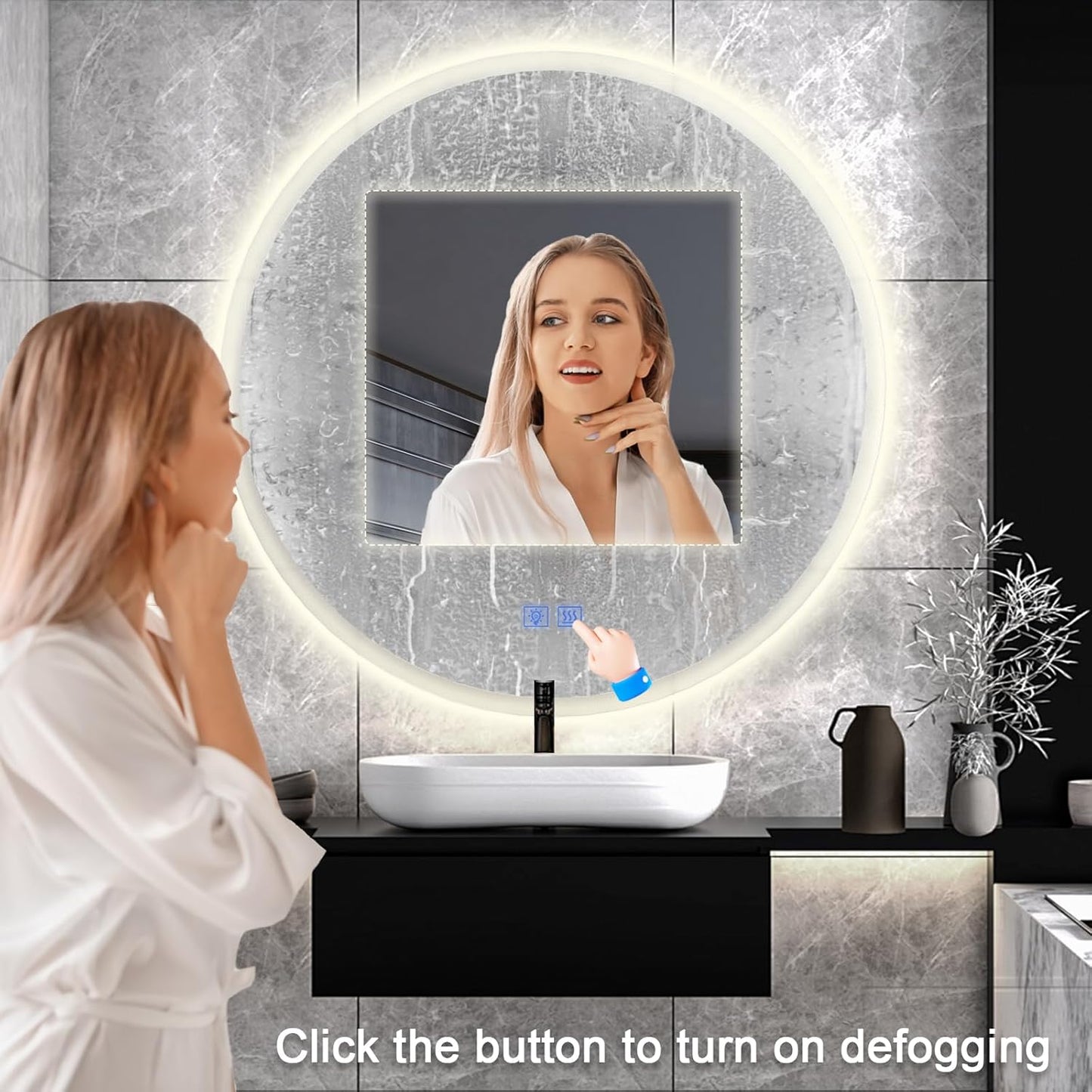 Led Mirror for Bathroom 28 Inch, Fog Edge Anti-Fog Backlit Vanity Bathroom Mirror with Lights, Smart Touch, Dimma