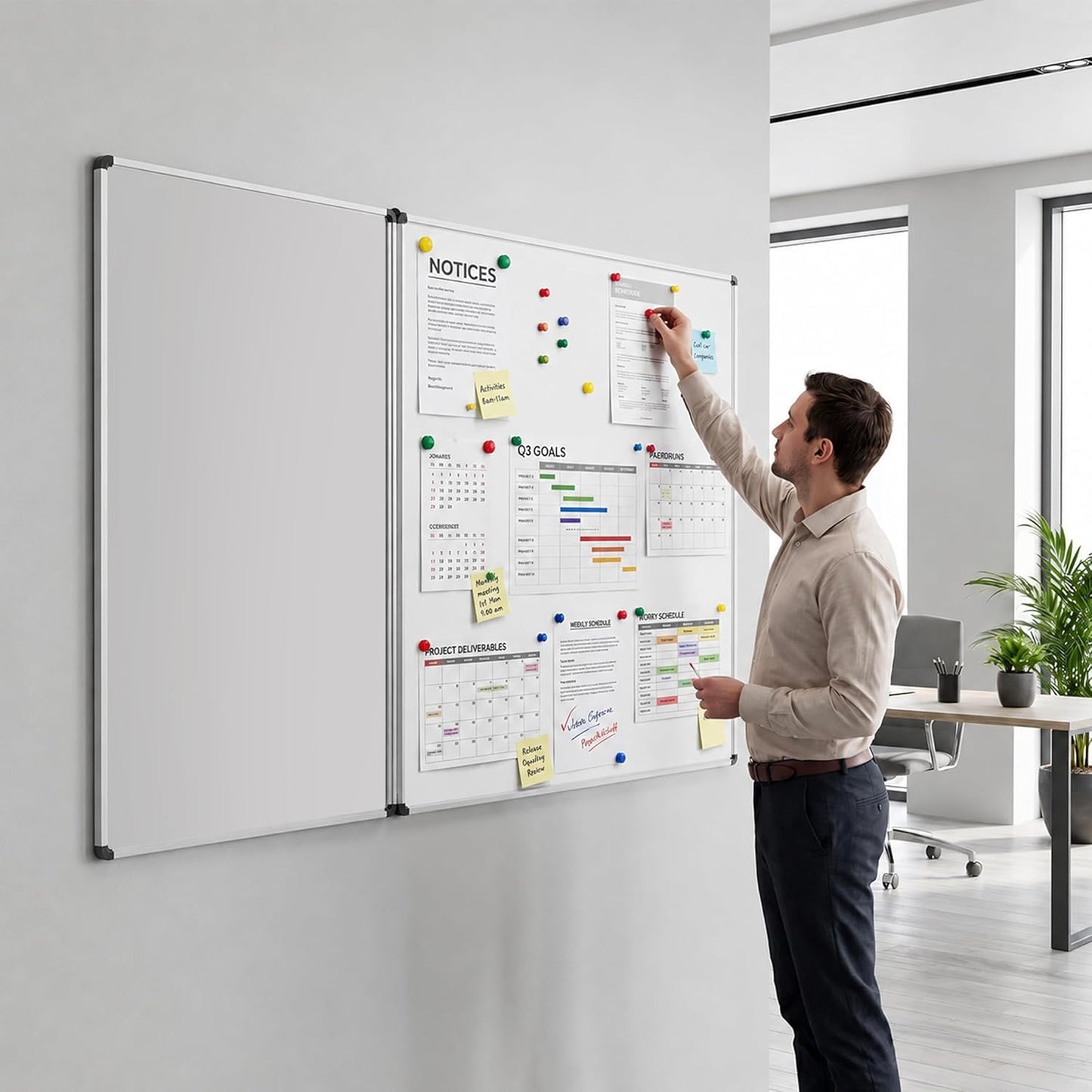 38”x38”Enclosed Bulletin Board, Weatherproof Dry Erase Board with Locking Swing-Open Door, Aluminum Frame Wall Mounted Outdoor Enclosed Whiteboard for Home, School, Office, Commercial