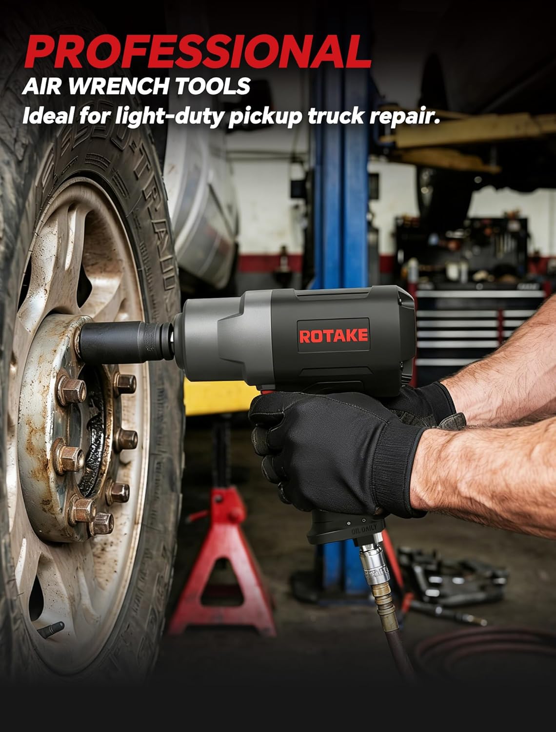 ROTAKE RT-5276 1/2" Air Impact Wrench High Torque, 1400 Ft-Lbs Heavy Duty Pneumatic Impact Gun, Twin Hammer Air Tools for Professional Mechanics, Car & Light Truck Tire Removal