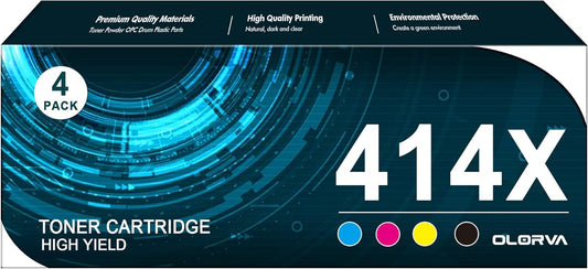 414X Toner Cartridges 4 Pack 414A | Works with HP Color Laserjet Pro MFP M479fdw, MFP M454dw Color Laserjet Pro MFP M479fdn, HP Color Laserjet Pro