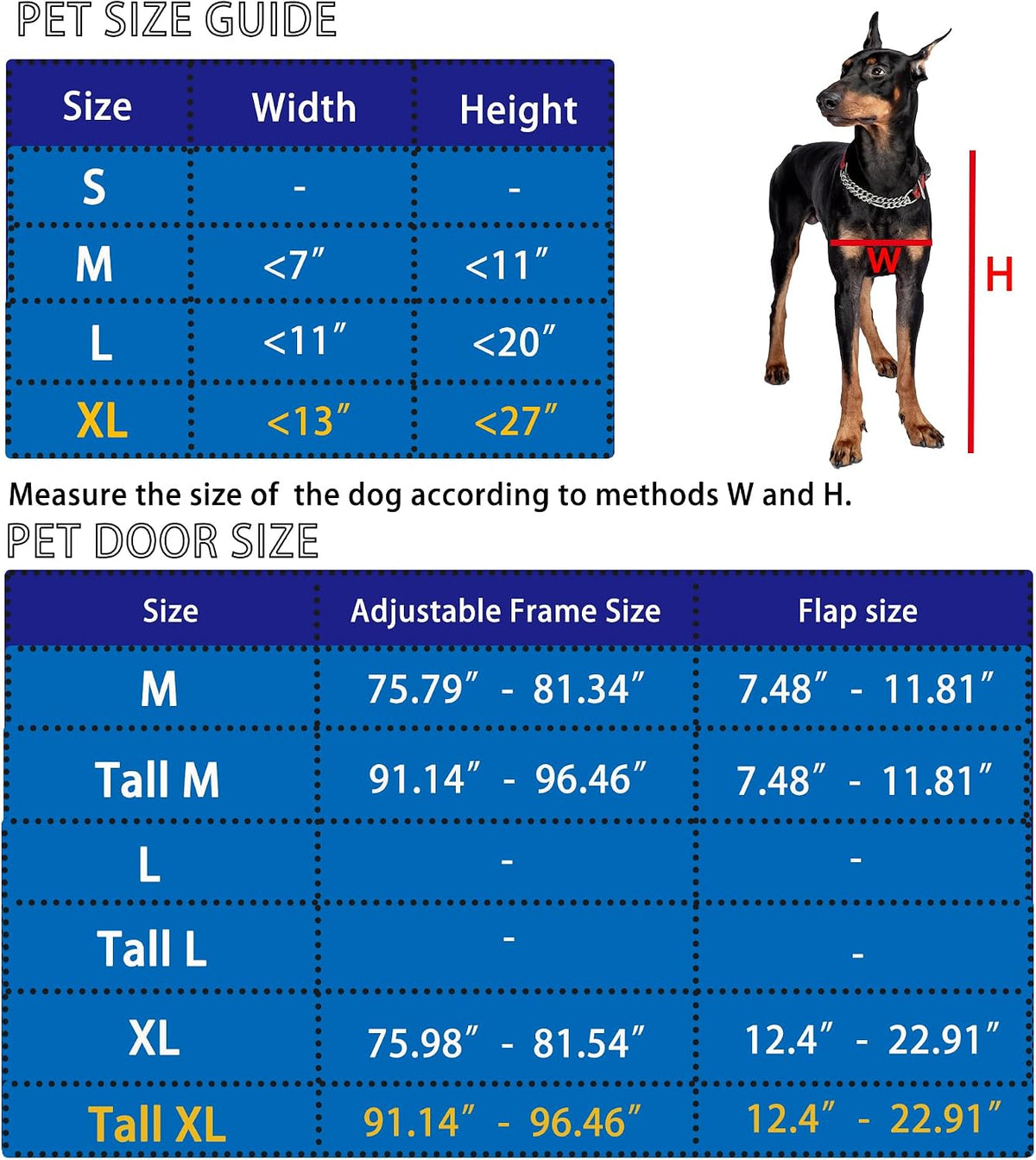 XL Dog Door for Sliding Door 91.14"-96.46" Adjustable Height XLarge