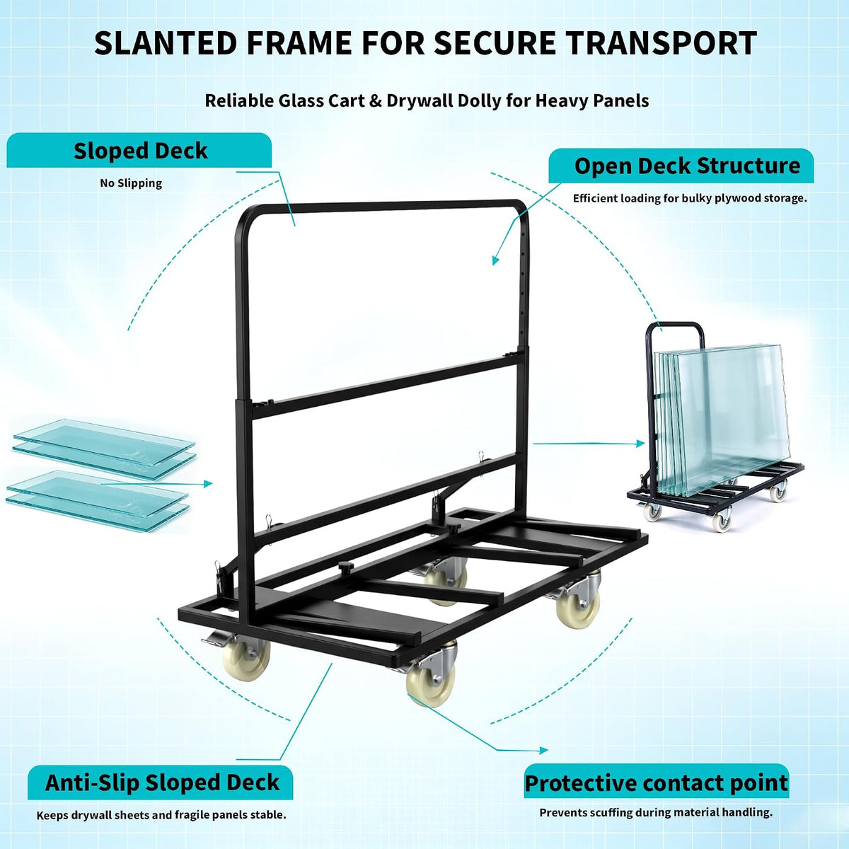 Drywall Cart for Sheetrock & Plywood 1800lbs Foldable