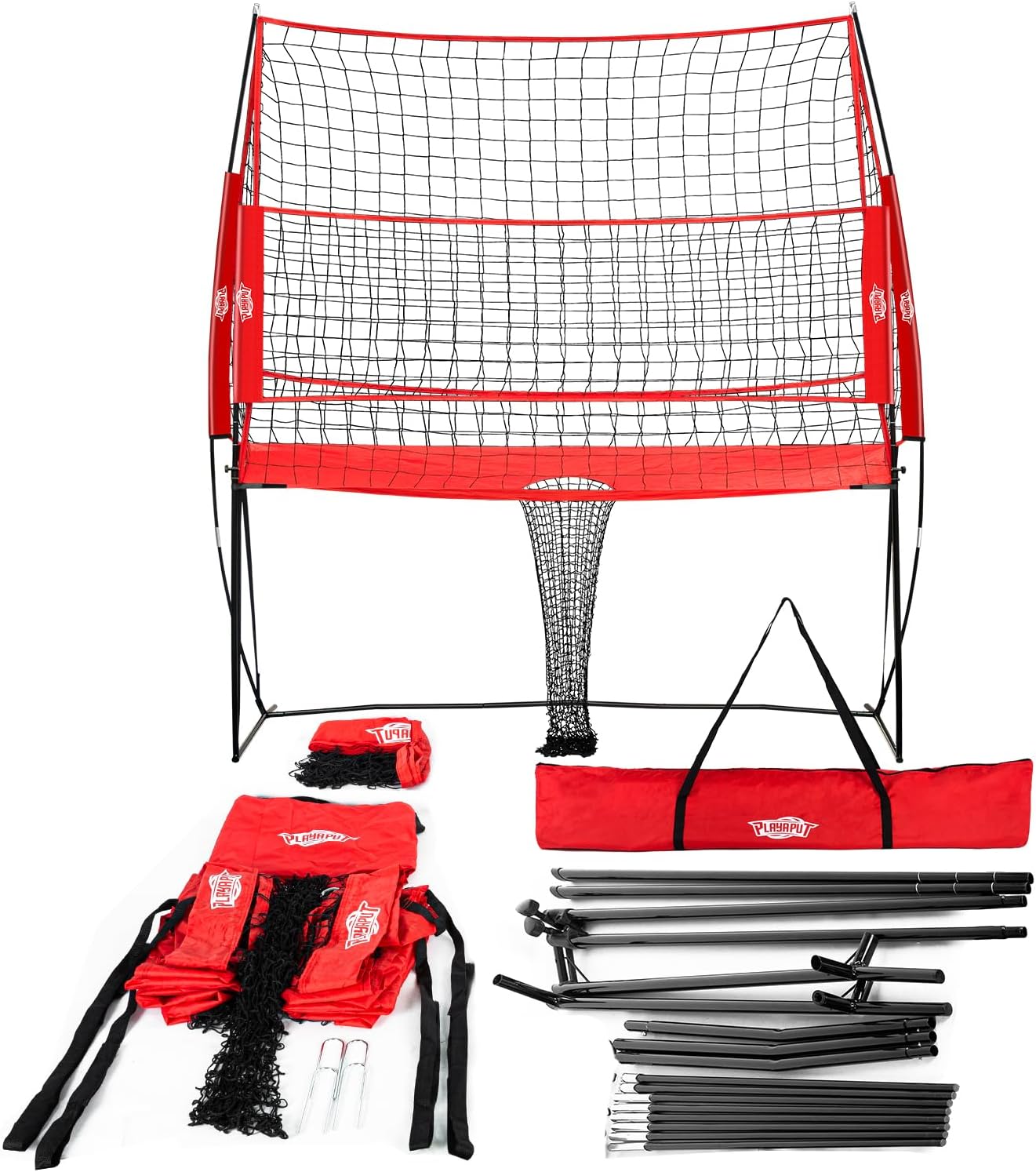 Volleyball Training Equipment Net,Height Adjustable Volleyball Practice Net Station for Serving,Spiking, Hitting,with Carrying bag Easy Assembly