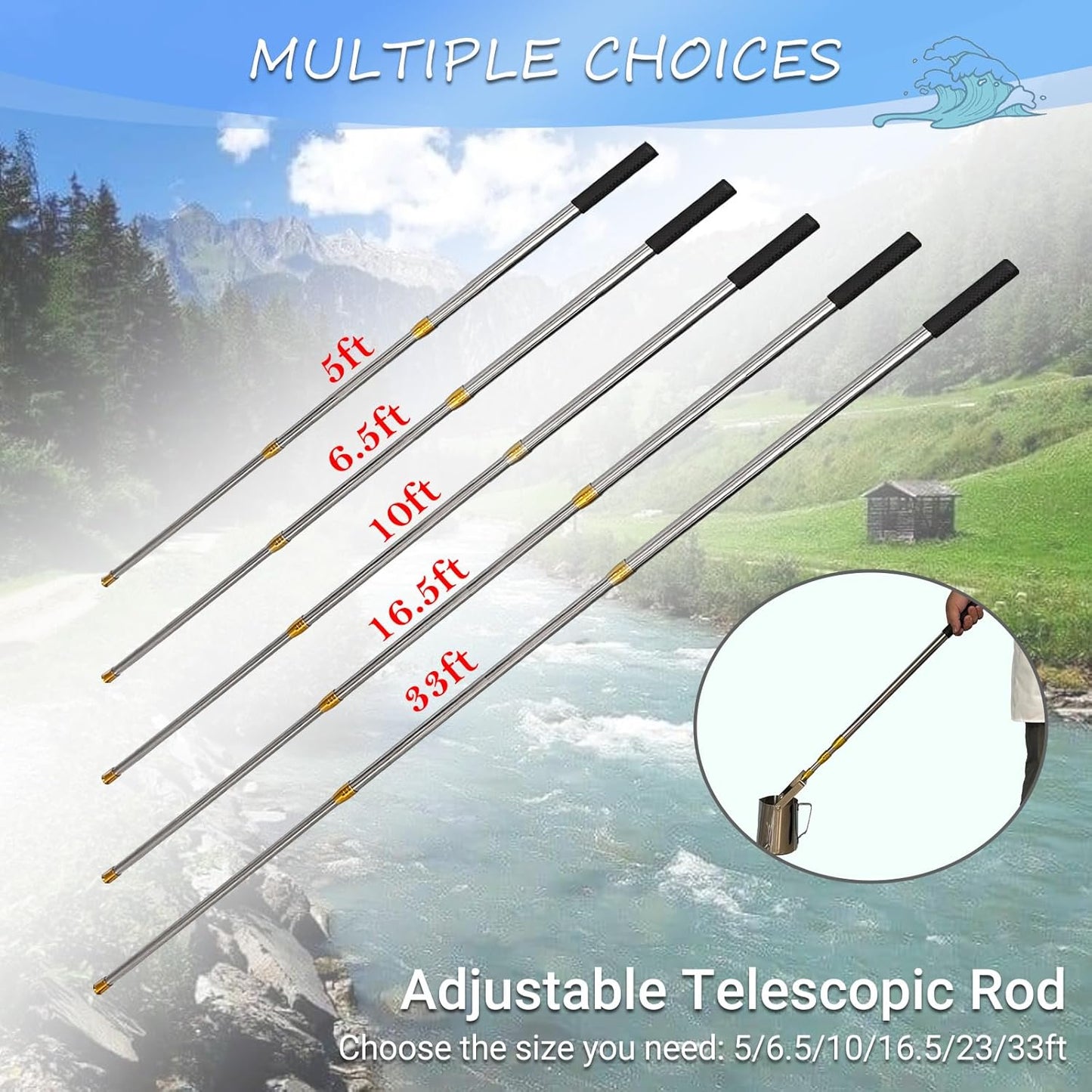 900ml Water Sampler – Telescopic Water Sampler for Laboratory, Food & Beverage, and Environmental Testing