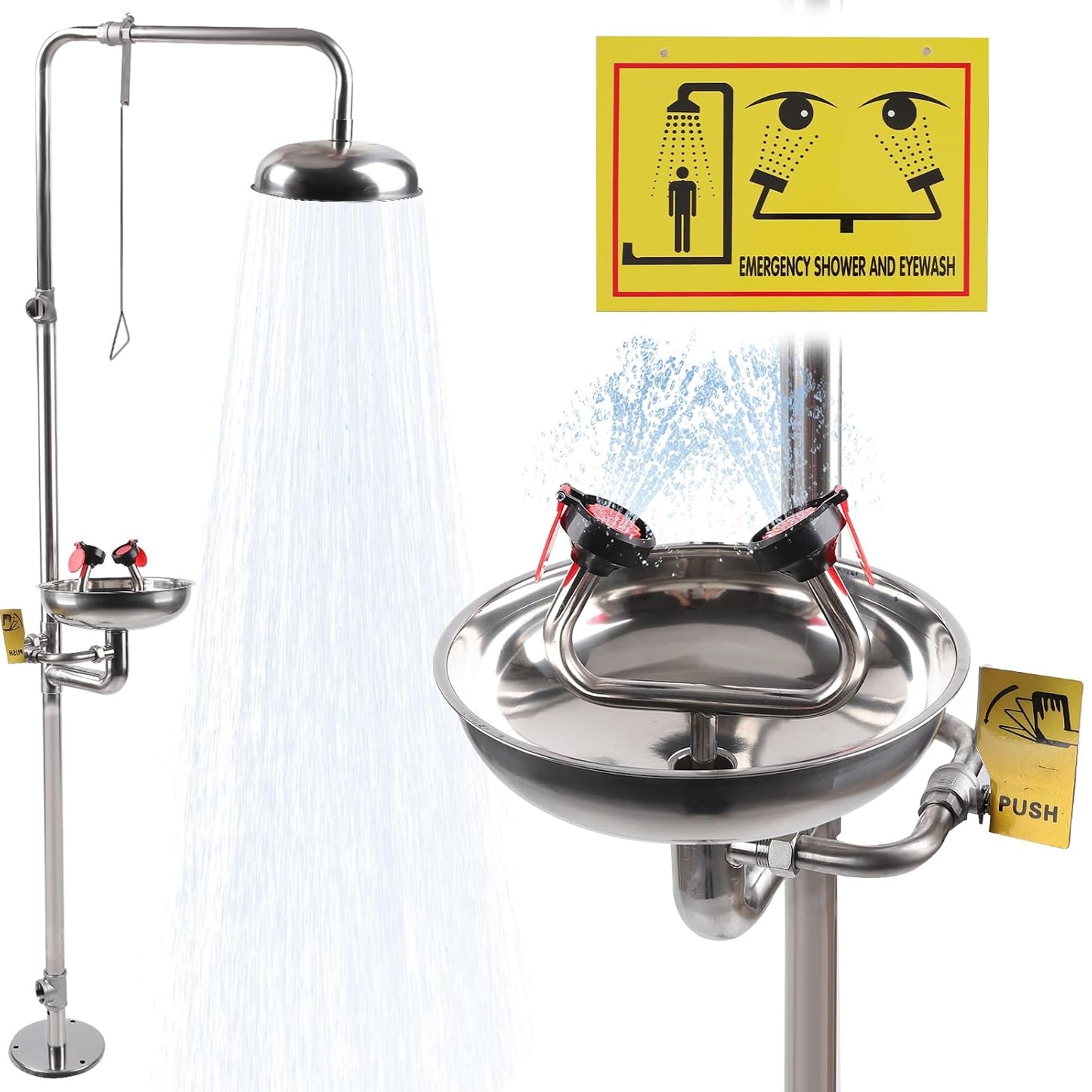 Emergency Eyewash and Shower Station - OSHA Approved  First Aid Eyewash Station Kit