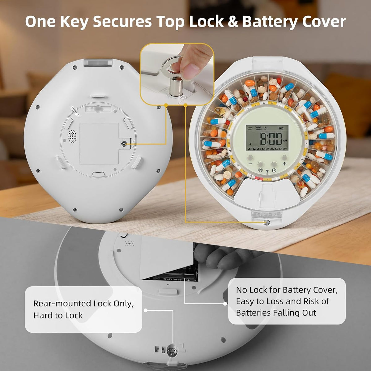 28-Day Bluetooth Automatic Pill Dispenser with App Alert for Caregivers