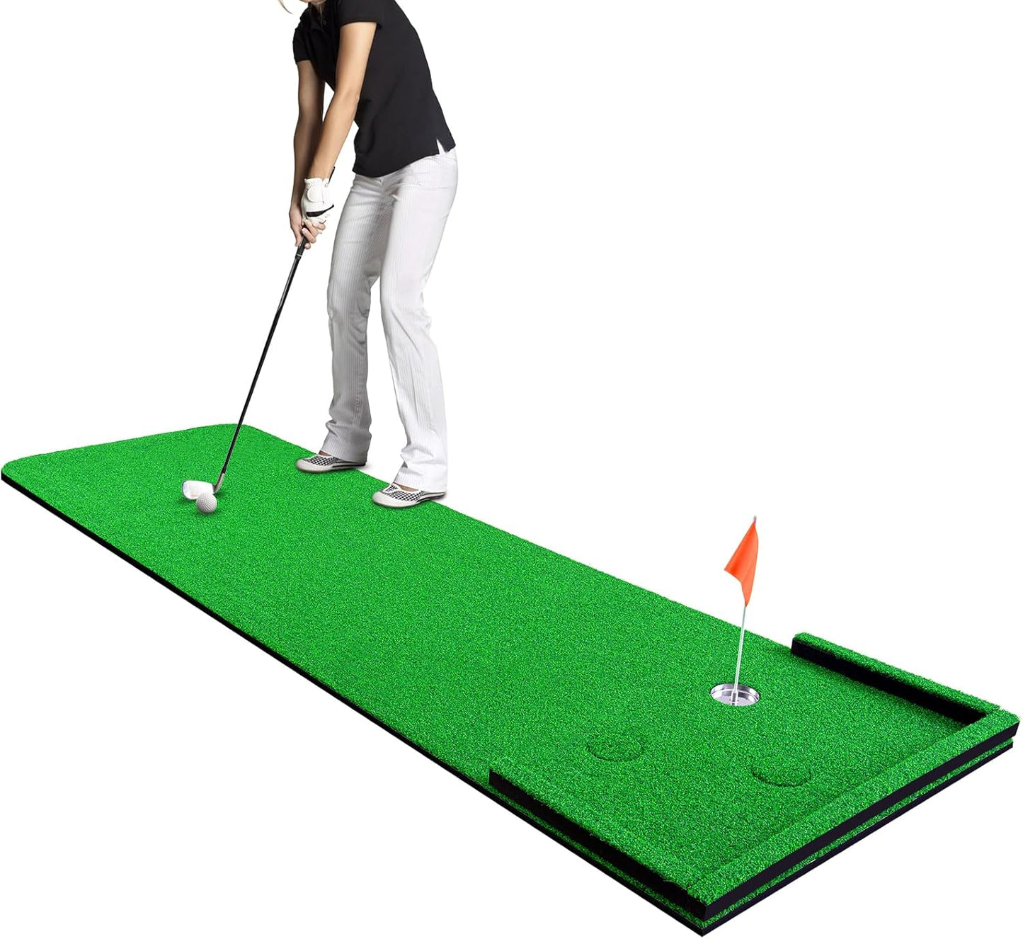 Golf Putting Green Mat Indoor, 3x10ft Thickening Outdoor Portable Golf Pong Game Set
