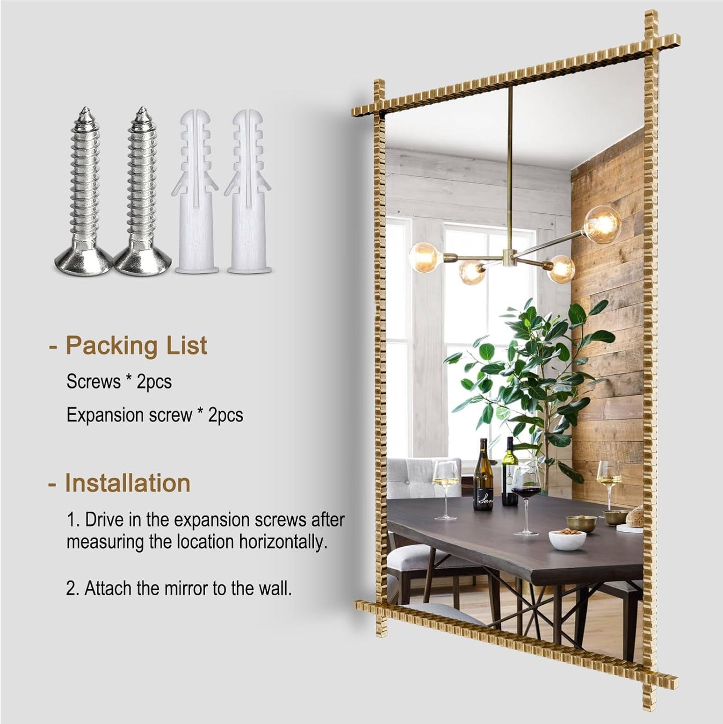 JNFUZ 24x36 Inch Bathroom Vanity Mirror, Lron Frame Wall Mirror for, Bedroom, Hallway, and Home Deco, Industrial, and Retro Room Makeover Mirror,