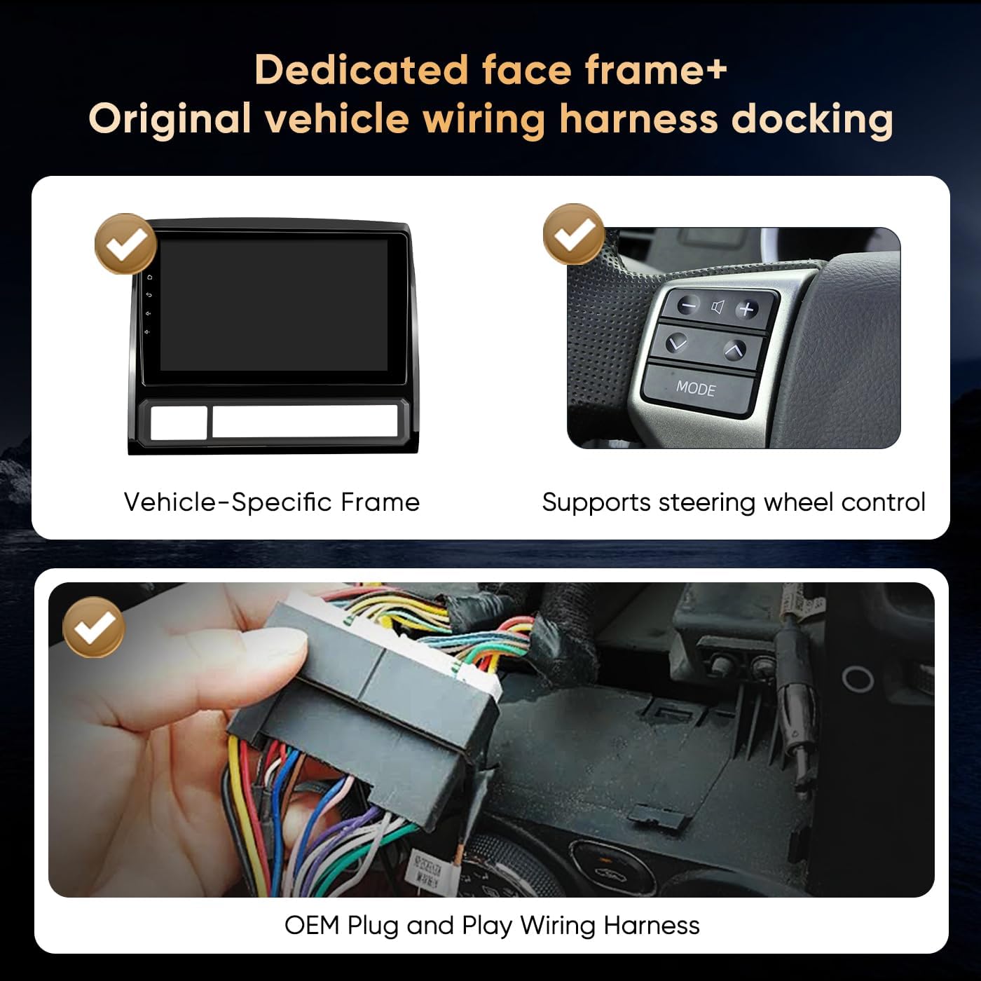 Wireless CarPlay Radio for Toyota Tacoma 2005 2006 2007 2008 2009 2010 2011 2012 2013 2014 2015, JBL Compatible Android Auto Stereo, 2GB+64GB GPS Bluetooth, 1080P Backup Camera Tacoma2005-2015