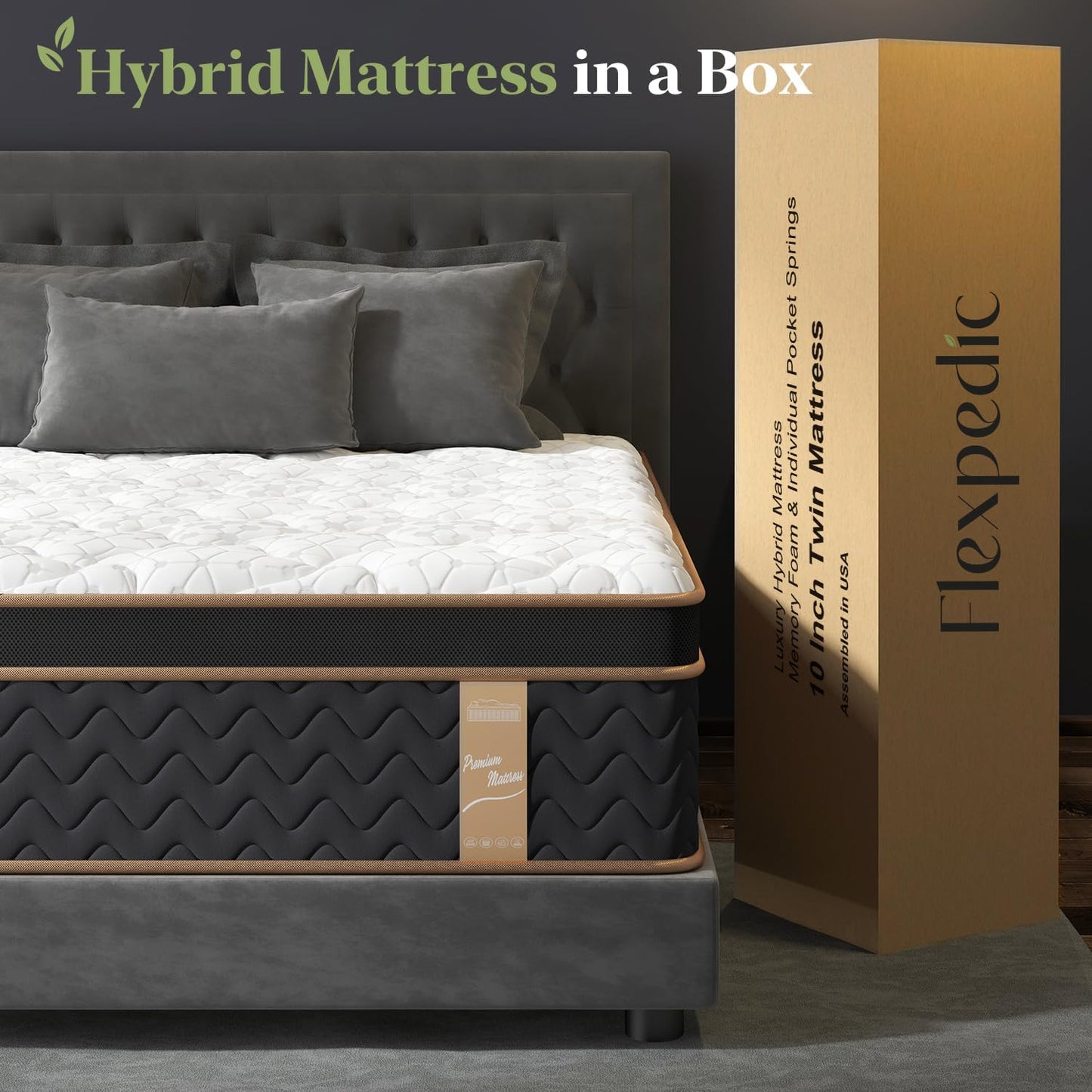 Twin Mattress, 10 Inch Hybrid Mattress with Gel Memory Foam