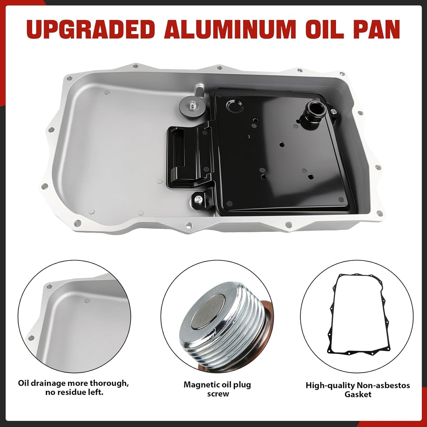 265-850 Upgraded aluminum Oil Pan 8 Speed Automatic Transmission with Magnetic Drain Plug &Gasket&Filter fit for Ram 1500 2500 3500 & Jeep Grand Cherokee & Dodge Charger, Charger & Chrysler 300