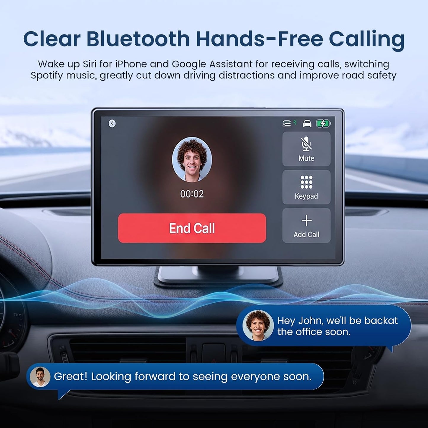 Wireless CarPlay Screen for Car, 9" Touchscreen Car Stereo, 64GB SD 4K Dash Cam, Apple CarPlay & Android Auto Mirror Link, 1080P Backup Camera, GPS Navigation, Bluetooth Voice Control, Loop Recording