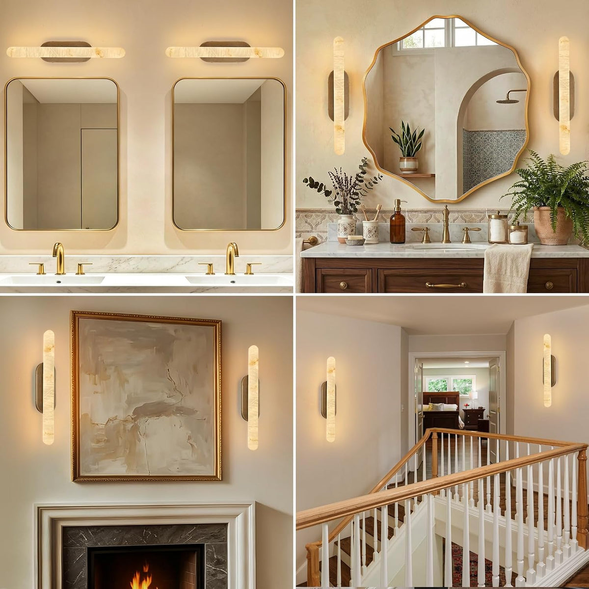 Alabaster Wall Sconce, Modern Decor Indoor Brass Wall Light