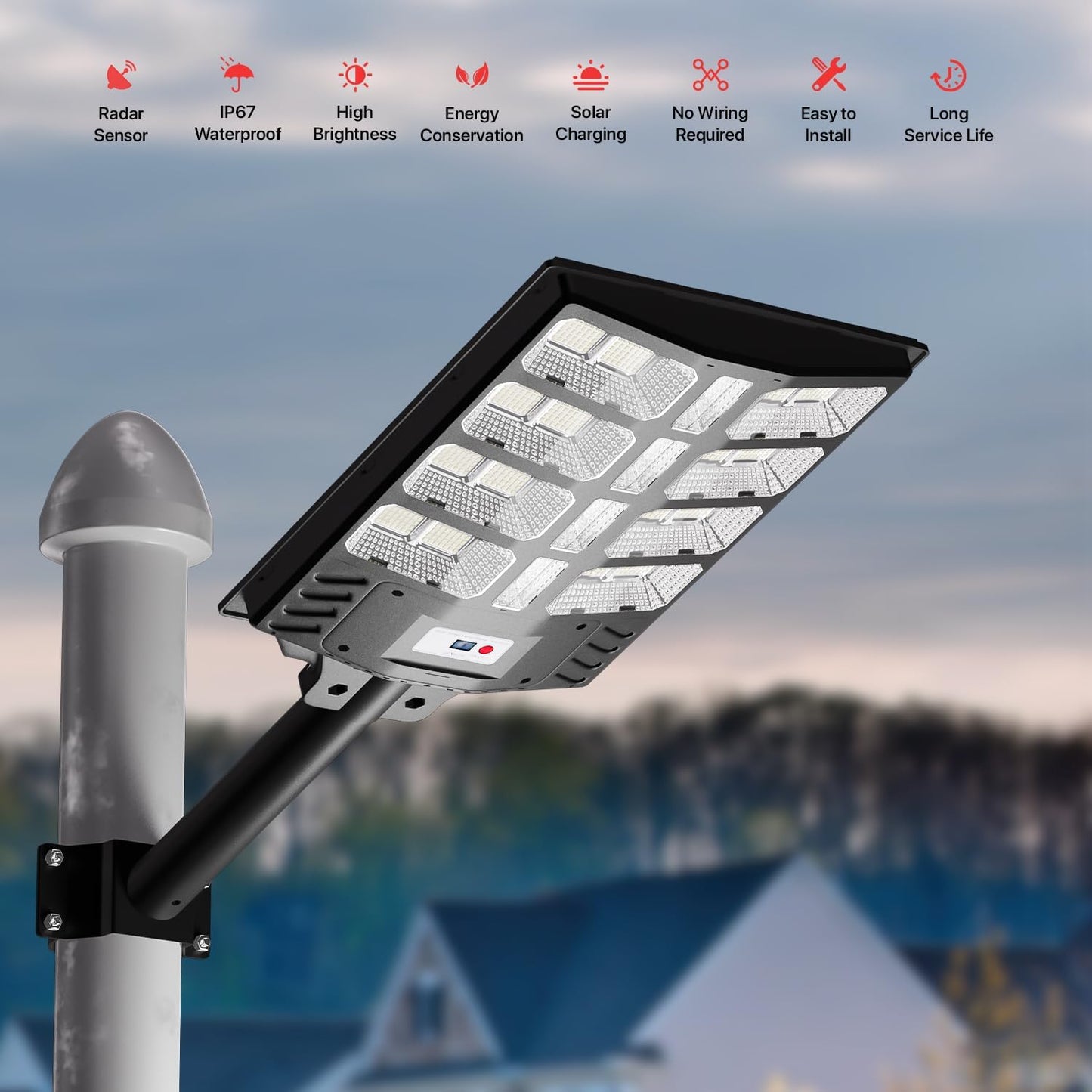 Solar Street Lights Outdoor Dusk to Dawn, Solar Flood Lights 1000W 7000K 80000LM Solar Street Lights Outdoor Waterproof with Remote Control Solar