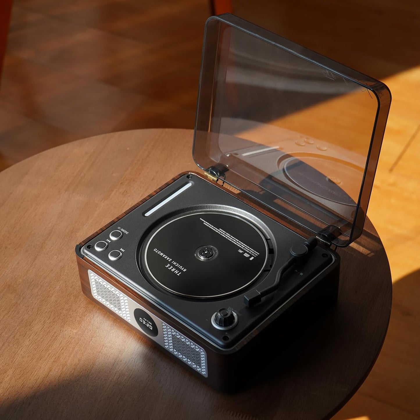 Y11 Retro CD Player with Bluetooth, Portable Desktop CD Player for Home with Dual HiFi Speakers & Remote Control, USB/AUX/SPDIF Output, Brown