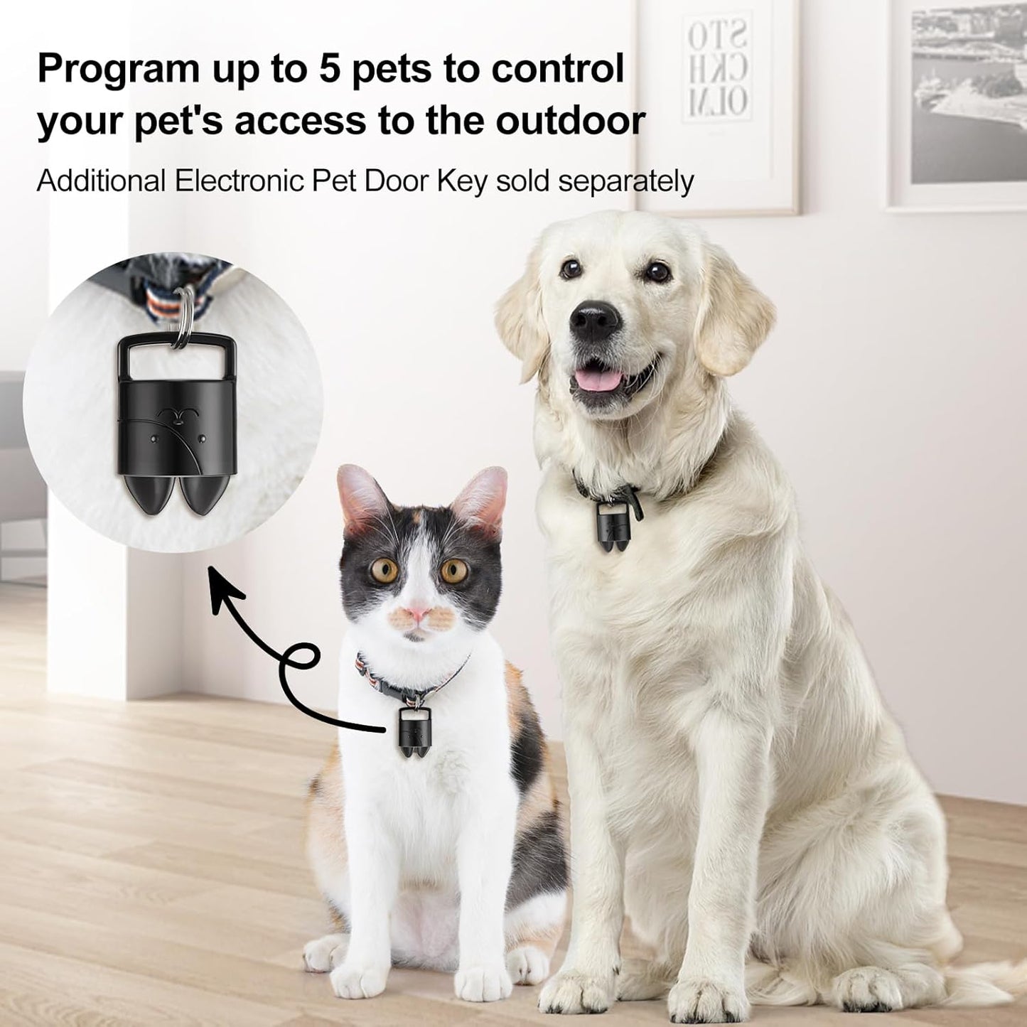 Smart Electronic Pet Door, Automatic Dog Door with 3 Modes, Battery Powered Electronic Sensor Pet Door with 1 Sensing Key, Fit for Large Pets Up to