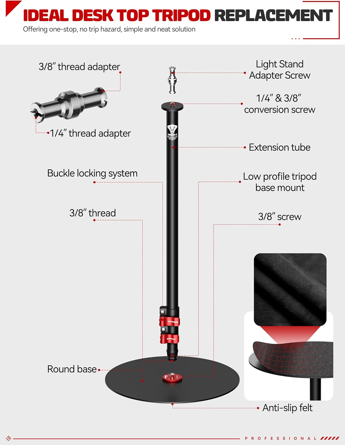 IFOOTAGE Cobra 2 RB-A300-I 60" Iron Round Base Camera Monopod Stand