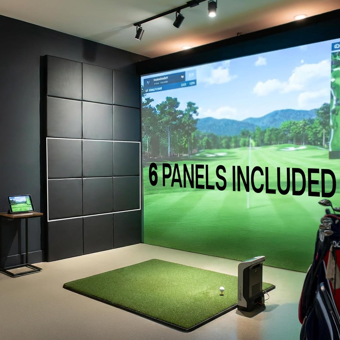 Life Finds 6 Pack Wall Pads, 20 x 20 x 3 in Each, High-Density Memory Foam Golf Enclosure Padding with PU Leather Surface, Impact Protection for Golf Simulators, Self-Adhesive, LF-WPP6