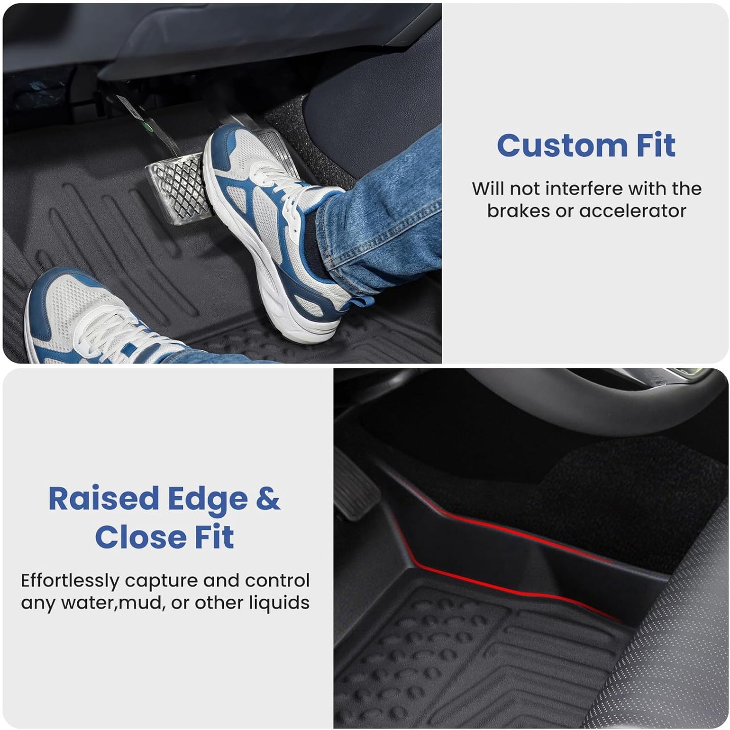 Floor Mats for Honda Civic 2022-2026 Sedan Hatchback Si | Include Sport, Not for Hybrid, with & w/o USB Port | 1st & 2nd Row, All Weather TPE Floor Mats for Acura Integra 23-25