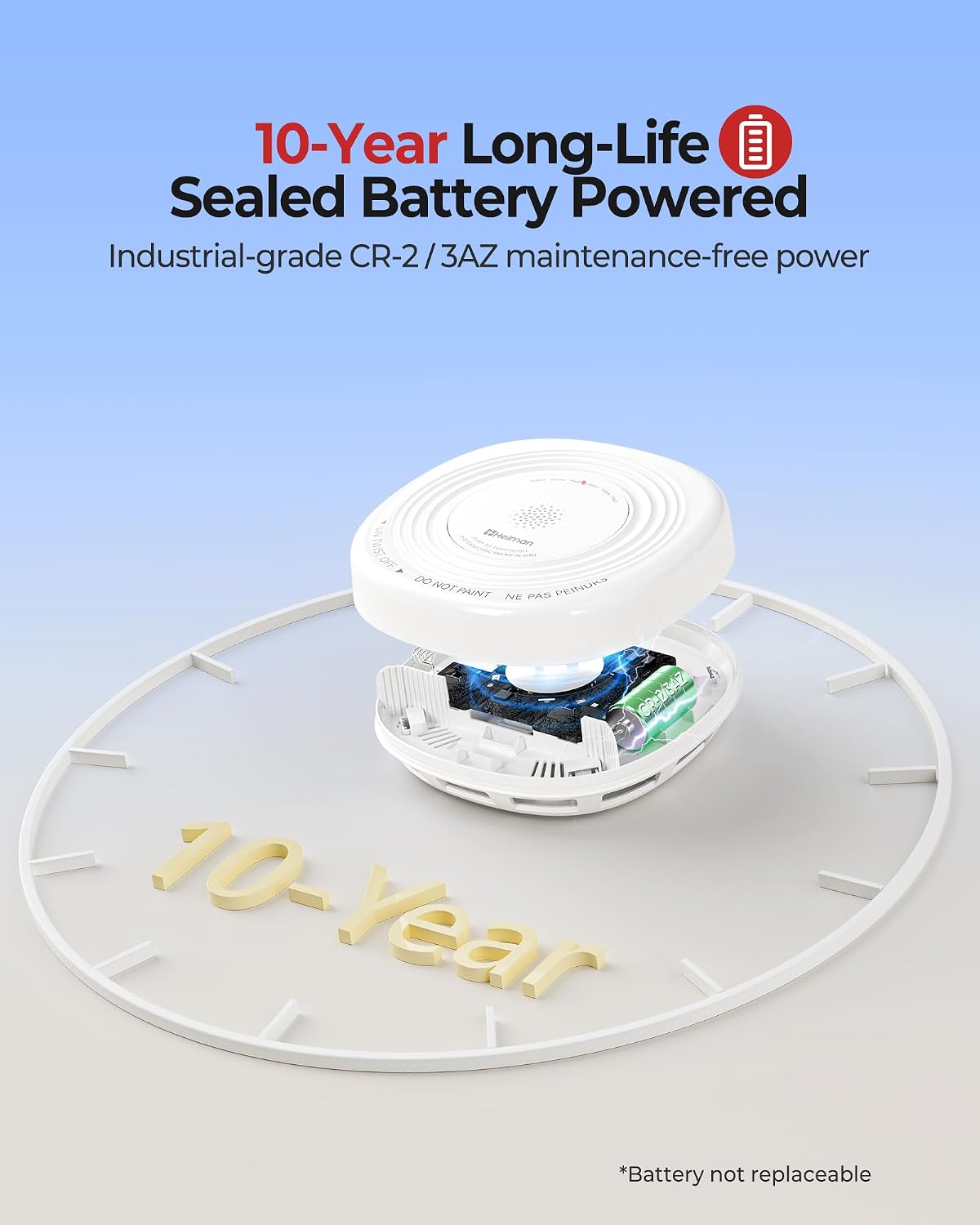 Heiman Smoke Detector 10-Year Sealed Battery Powered, UL 217 10th, 3-Pack | Photoelectric Smoke Alarm, LED Status Lights/85 dB Alarm/Test Silence Button, Fire Alarm for Home Hotel Rental Apartment