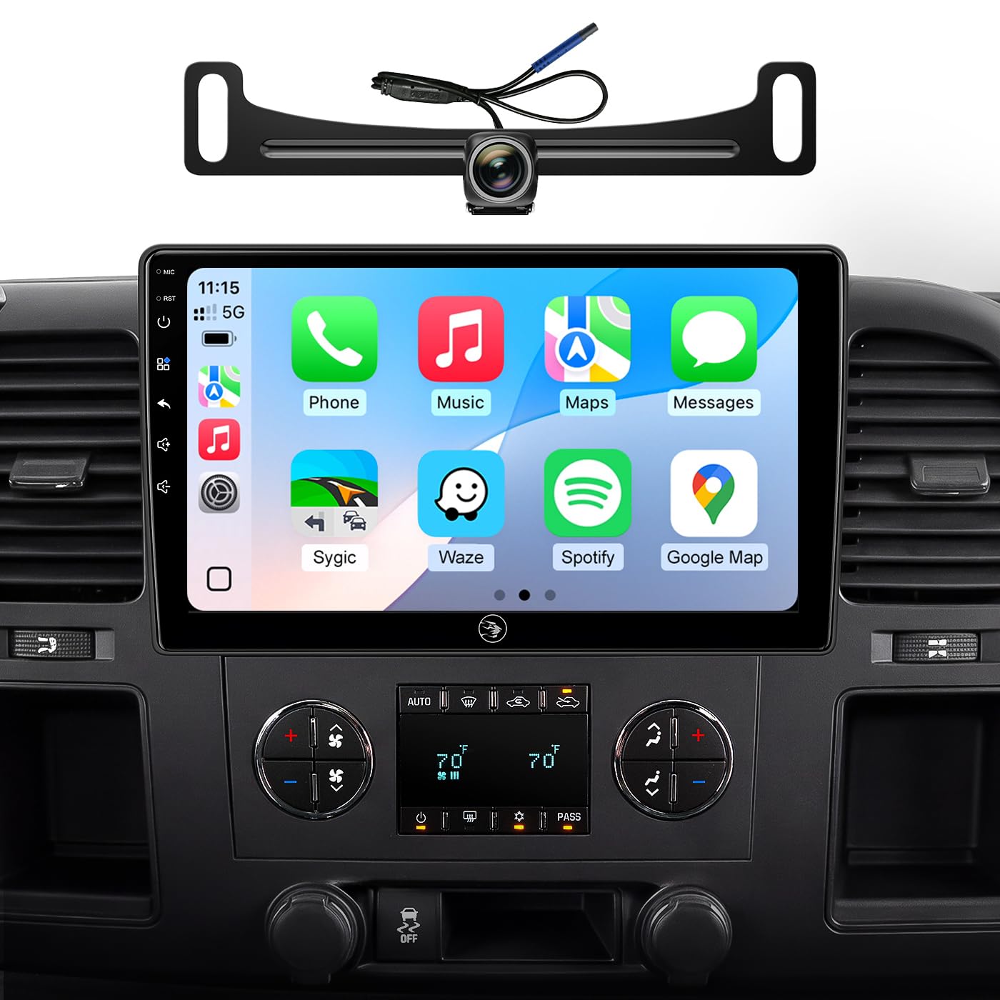 Car Radio Stereo for Chevy Silverado GMC Sierra 07-13, CarPlay Android Auto | 10.2-inch IPS HD touchscreen, 64G storage, 5G WiFi GPS, Bluetooth FM AM SWC, plug-and-play, 1080P backup camera