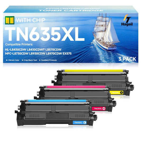 TN635XL Toner Cartridge Replacement for Brother HL-L8430CDW HL-L8430CDWT HL-L8570CDW MFC-L8730CDW MFC-L8930CDW MFC-L8970CDW MFC-EX575 Printers(3 Pack C,M,Y)