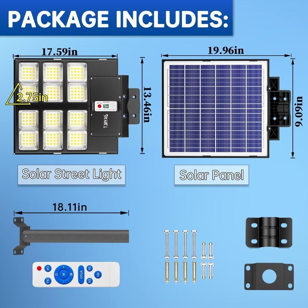 JAYLNT Solar Street Lights Outdoor - 700W Solar Parking Lot Lights, 6500K LED Solar Lights, Dusk to Dawn, Motion Sensor,IP67 Waterproof, Commercial