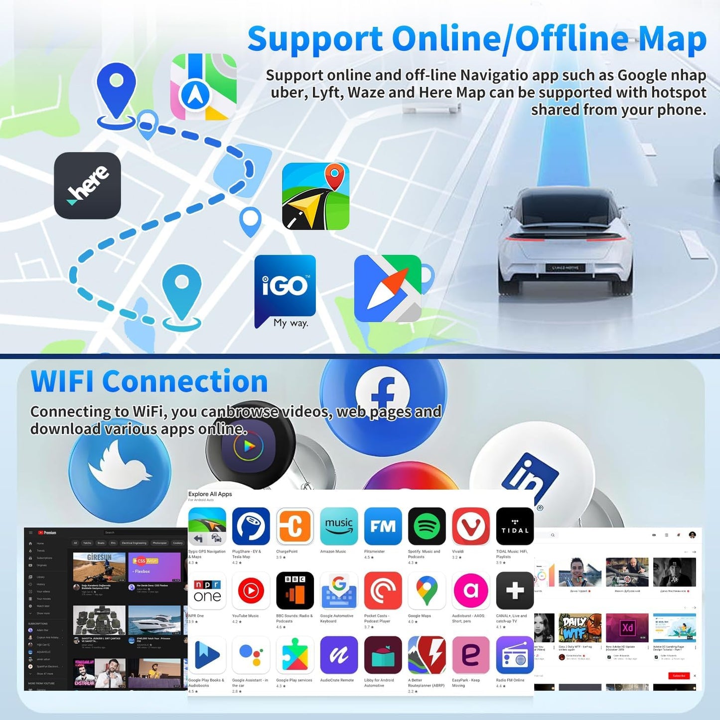 4+64G 10.1 inch Double Din Car Stereo Radio Upgraded for 1997 1998-2004 Ford F150 GPS Navi Head Unit Touch Screen Android 14 with Wireless Carplay Android Auto-/FM/SWC/WiFi/Bluetooth/Camera