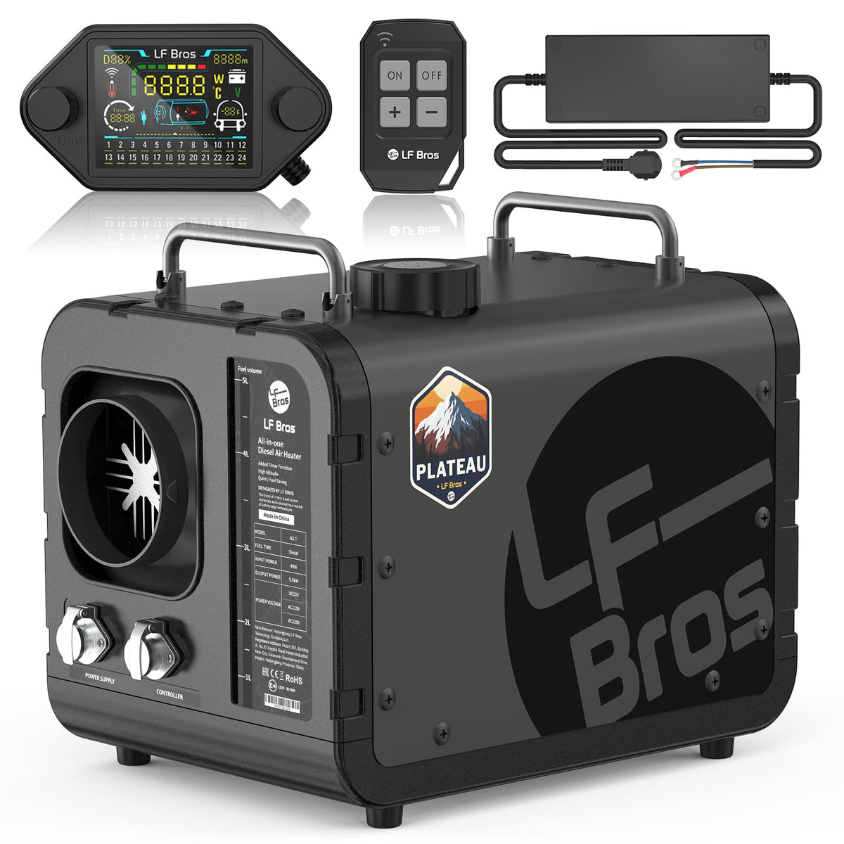 LF Bros 12V/110V 5KW Diesel Heater with Plateau Mode with Timer Controller