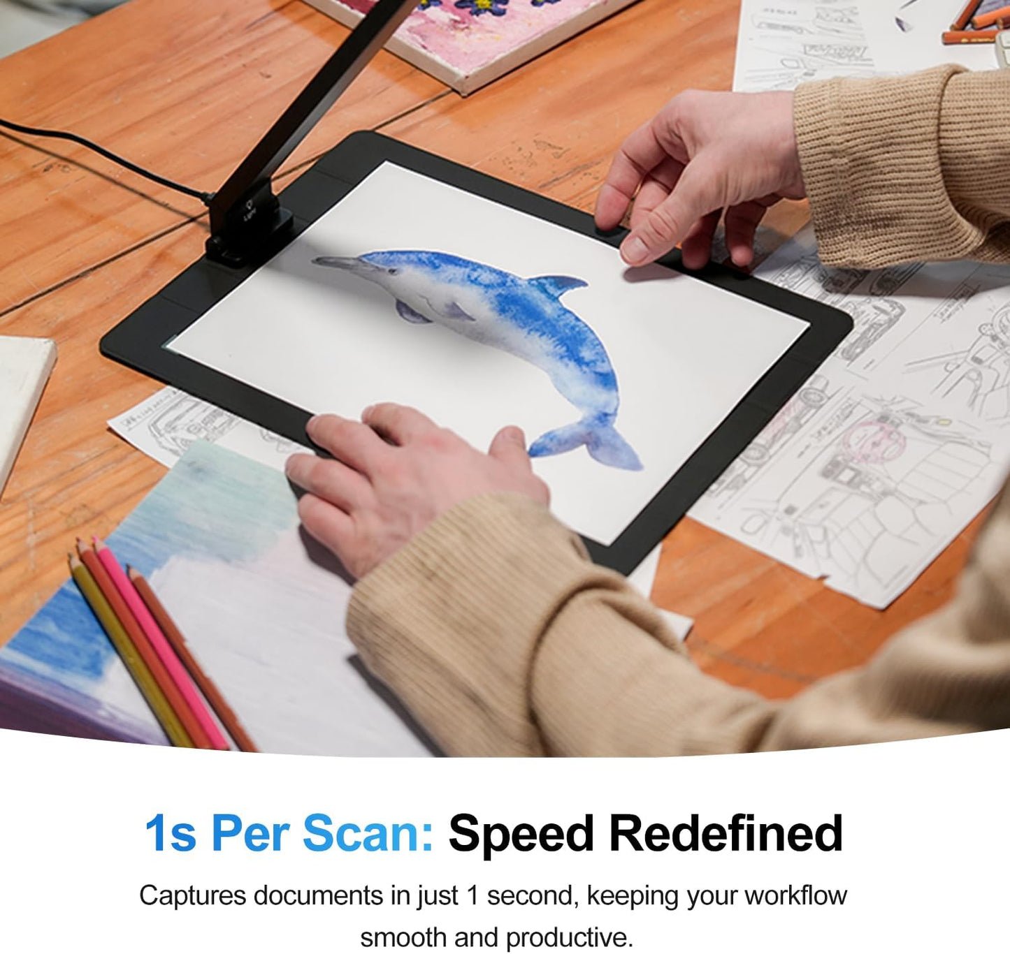 JOYUSING Scanpad100 Pro 16MP Portable Document Scanner, USB Document Camera, 1s Per Scan, OCR Text Recognition, AI Enhancement, Capture Size A4, Folds to Go, Support Win & Mac (Not for Books)